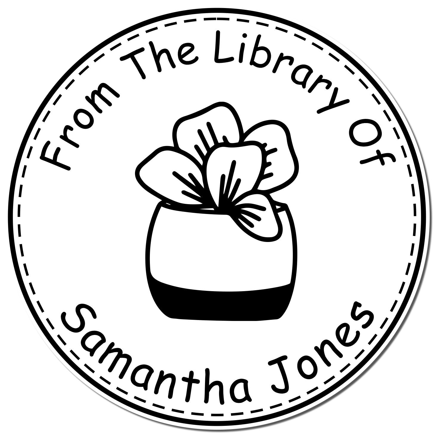 Wood Handle Flourishing Foliage Personalized Library Name Stamp - Engineer Seal Stamps