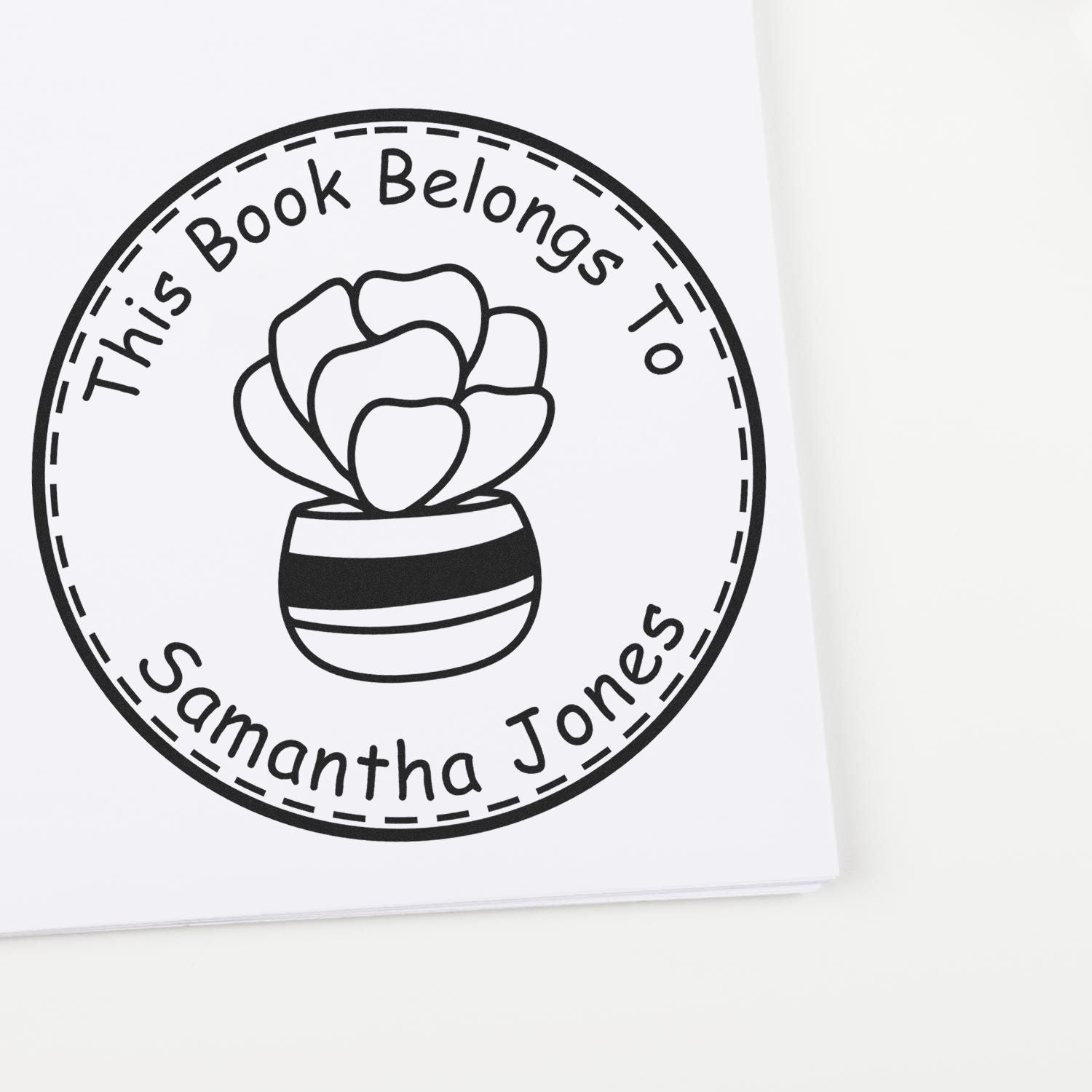 Pre-Inked Opulent Garden Greens Personalized Bookworm Stamp - Engineer Seal Stamps