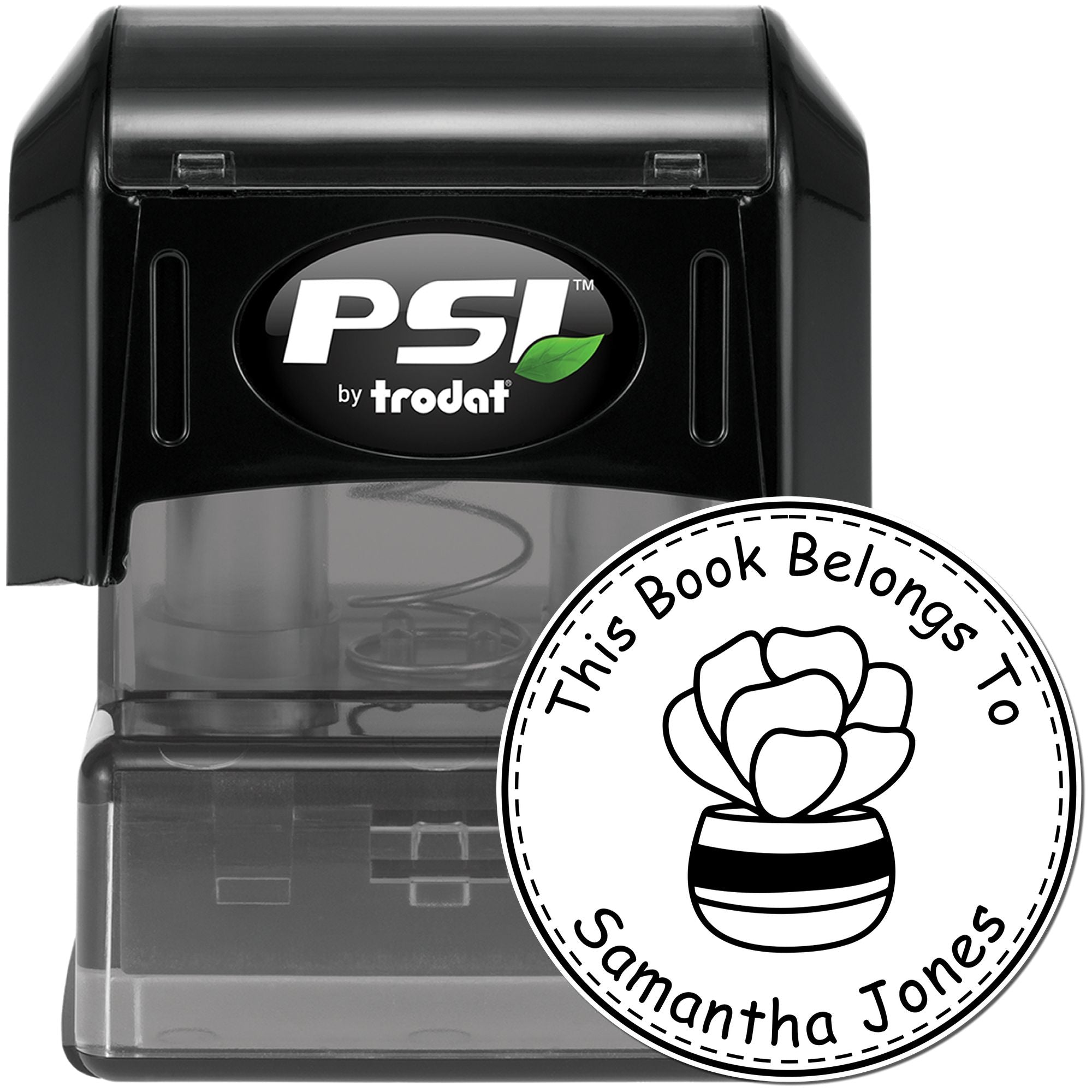 PSI Pre-Inked Opulent Garden Greens Custom Book Name Stamp - Engineer Seal Stamps