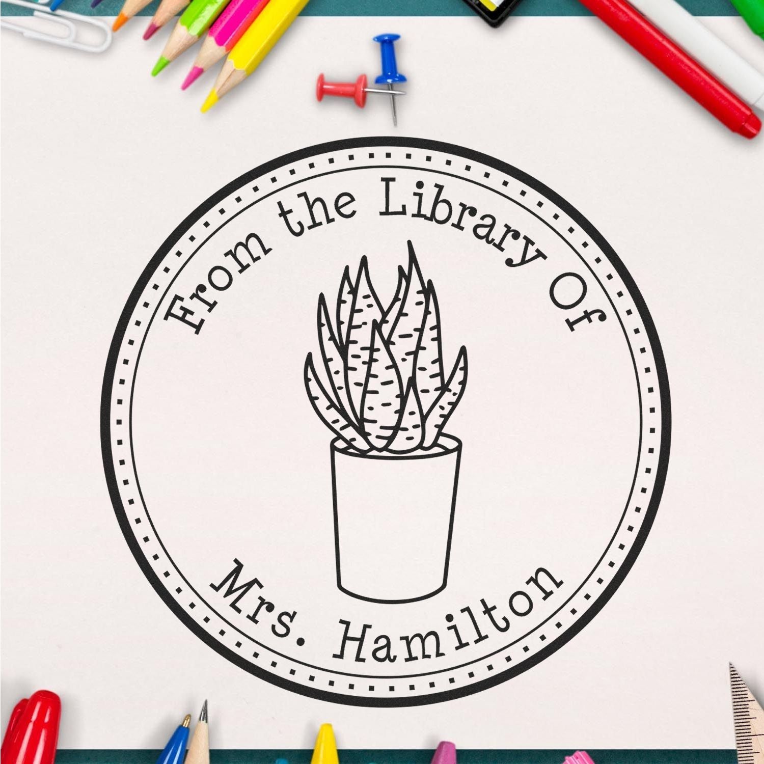 Wood Handle Gracious Houseplants Personalized Library Of Stamper - Engineer Seal Stamps