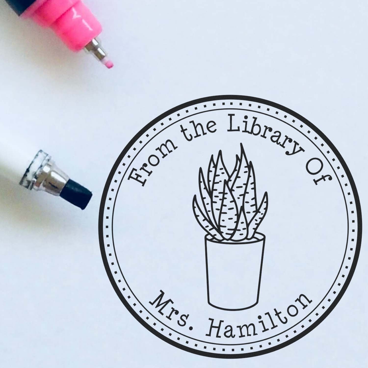 Wood Handle Gracious Houseplants Personalized Library Of Stamper - Engineer Seal Stamps