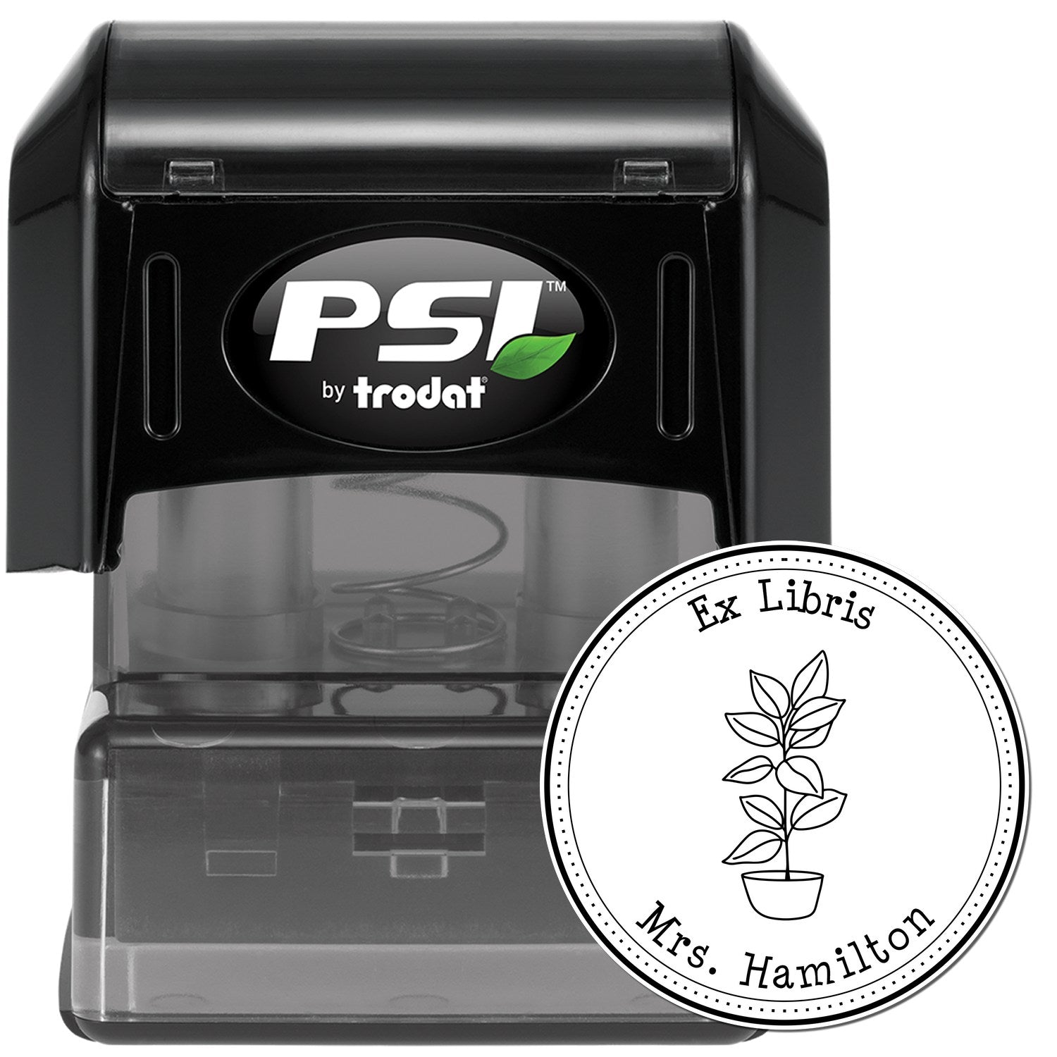 PSI Pre-Inked Adorned Botany Custom Book Ownership Label Stamp - Engineer Seal Stamps