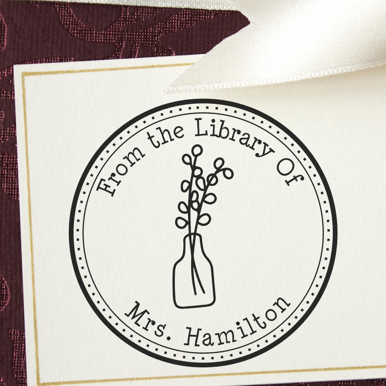 Self-Inking Ornate Native plants Customized Bookworm Stamper - Engineer Seal Stamps