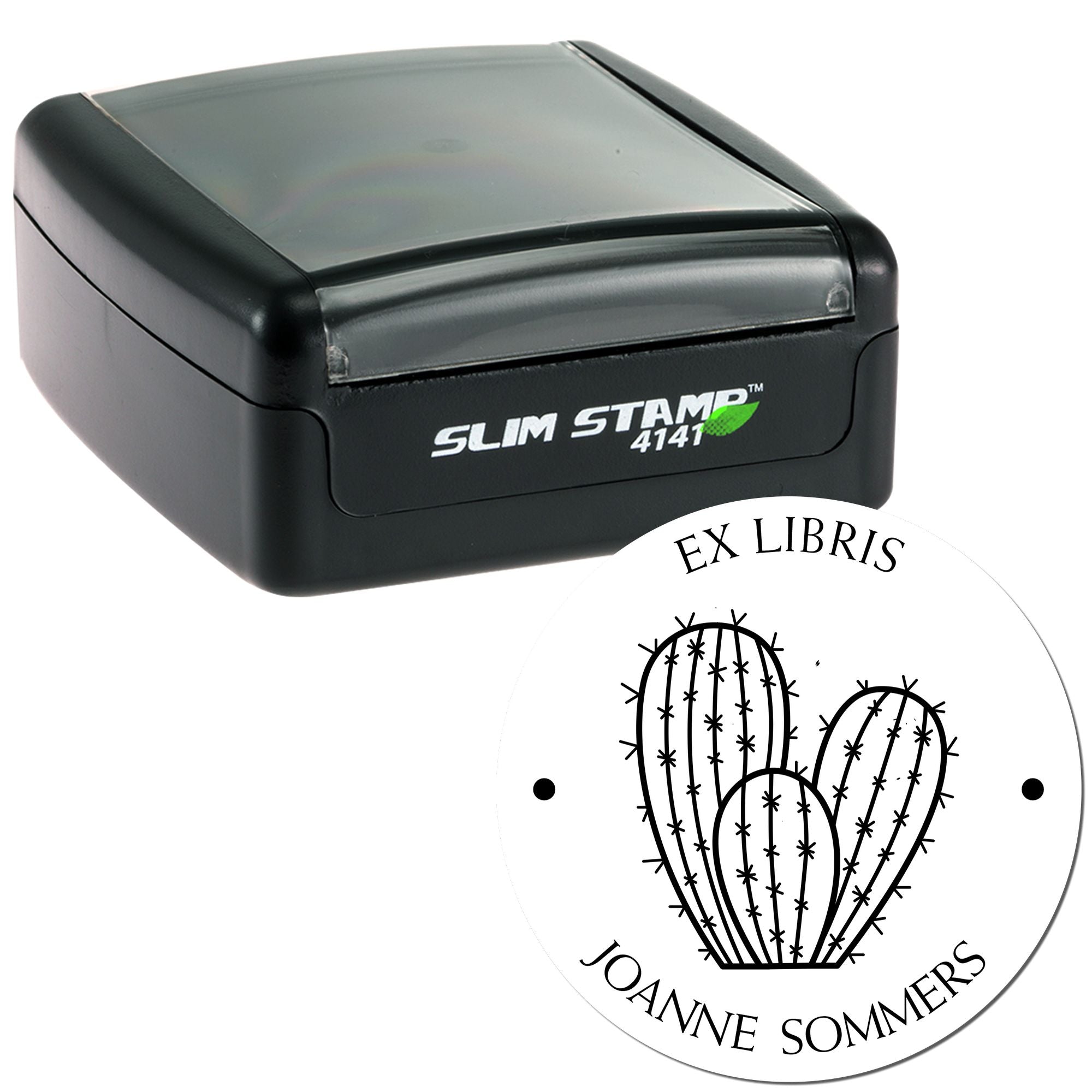 Pre-Inked Chirpy Cacti Customized Book Name Stamp - Engineer Seal Stamps