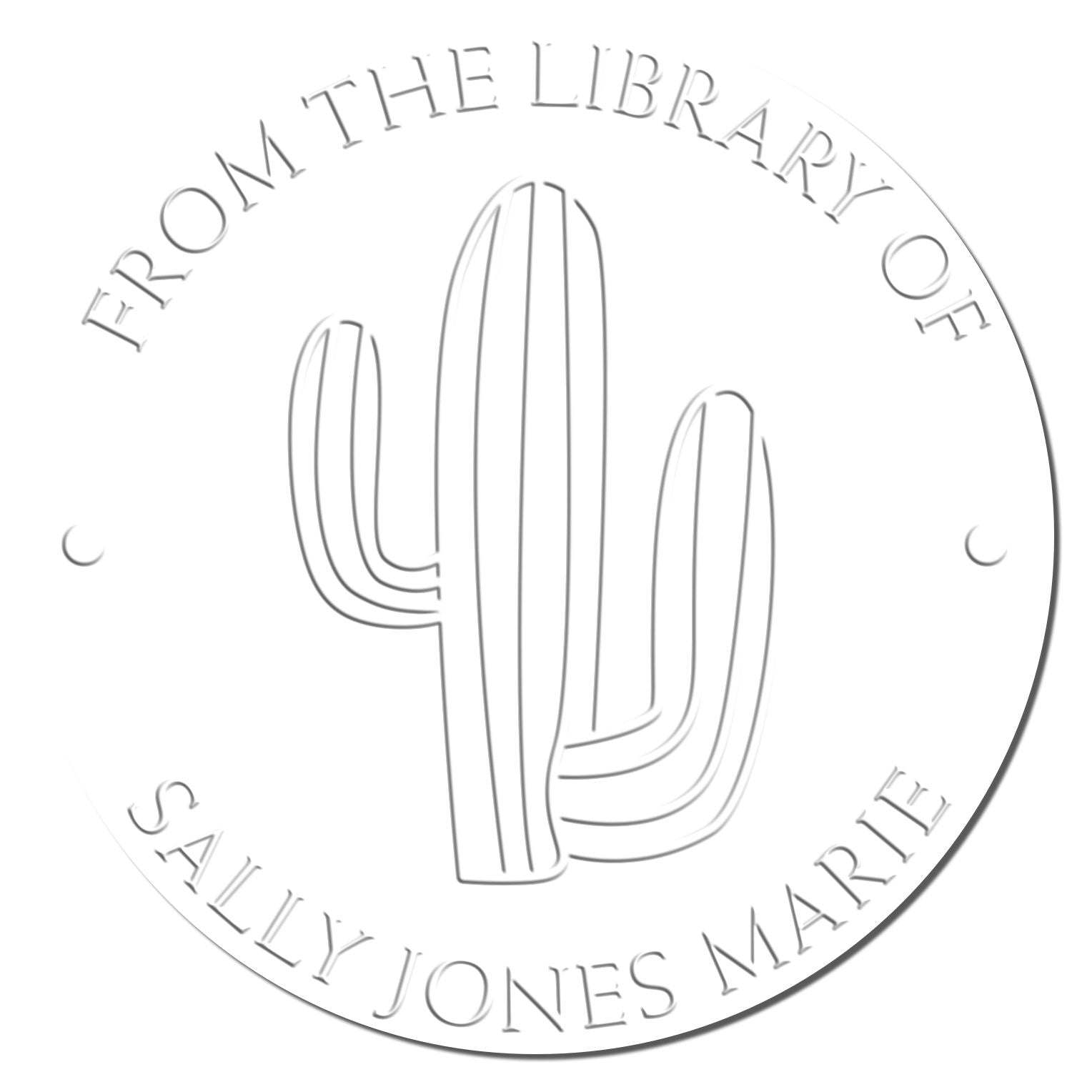 Soft Zesty Cacti Custom Book Ownership Embosser