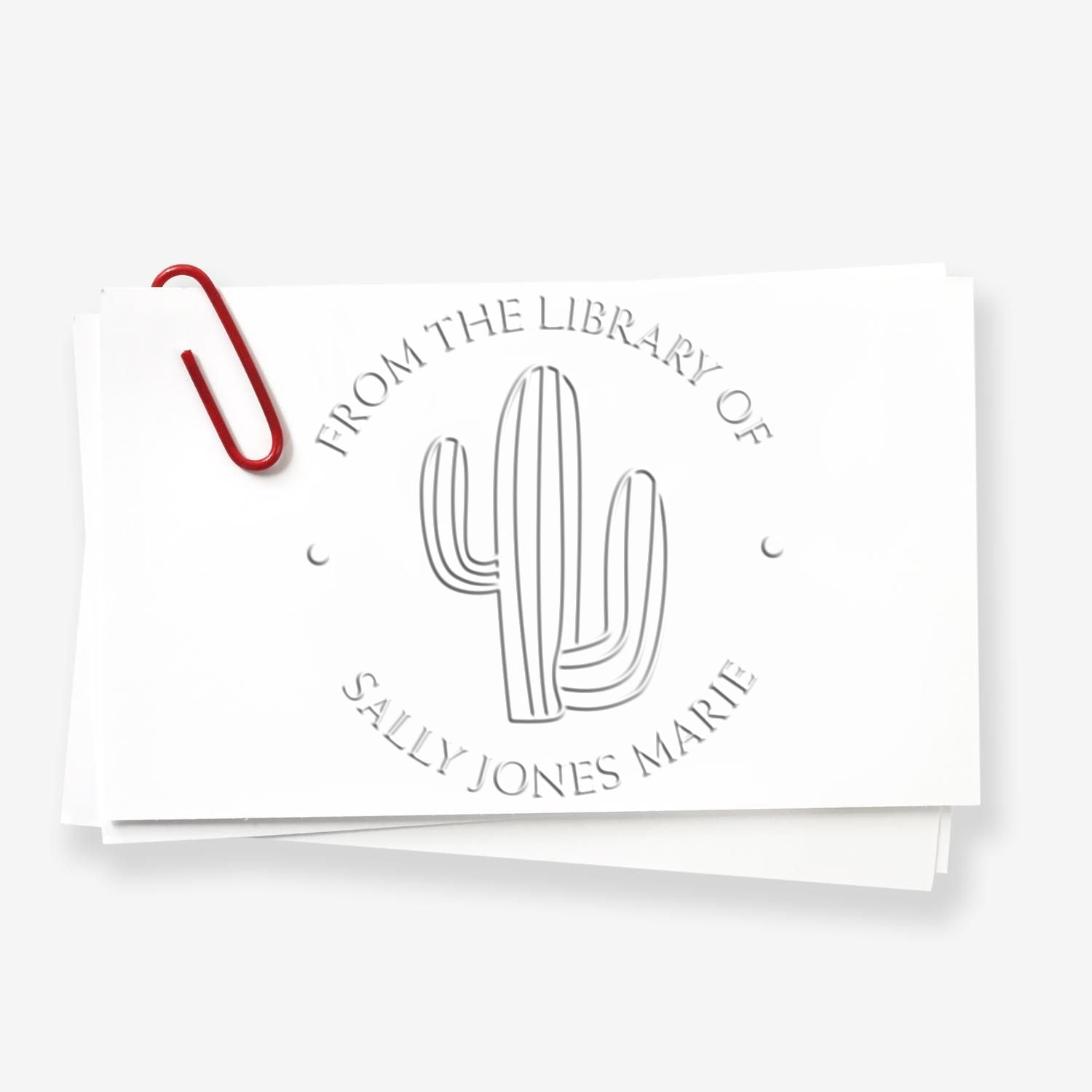 Soft Zesty Cacti Custom Book Ownership Embosser