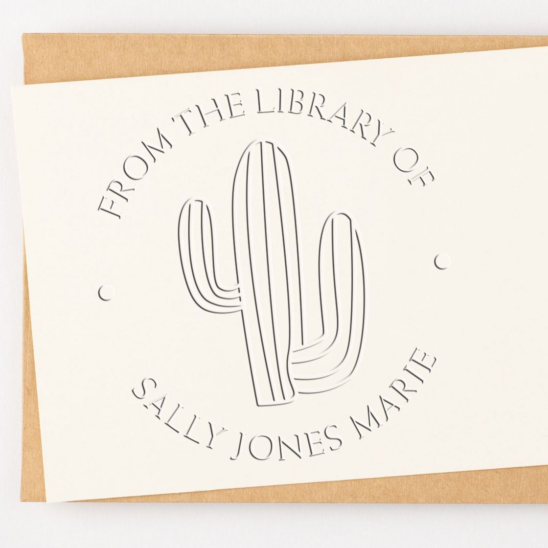 Soft Zesty Cacti Custom Book Ownership Embosser