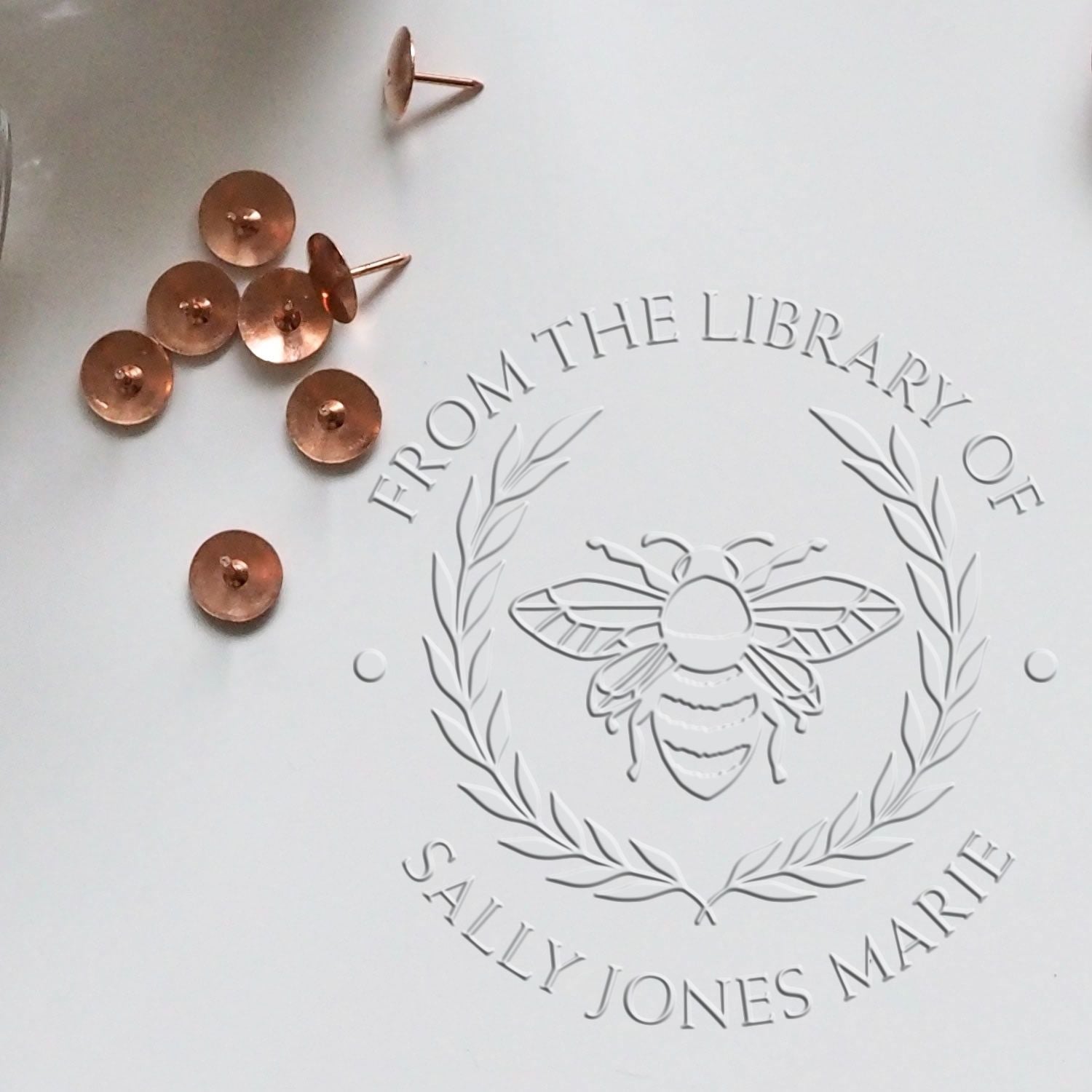 Desk Mesmerizing Bee Custom Made Book Ownership Label Paper Embosser - Engineer Seal Stamps