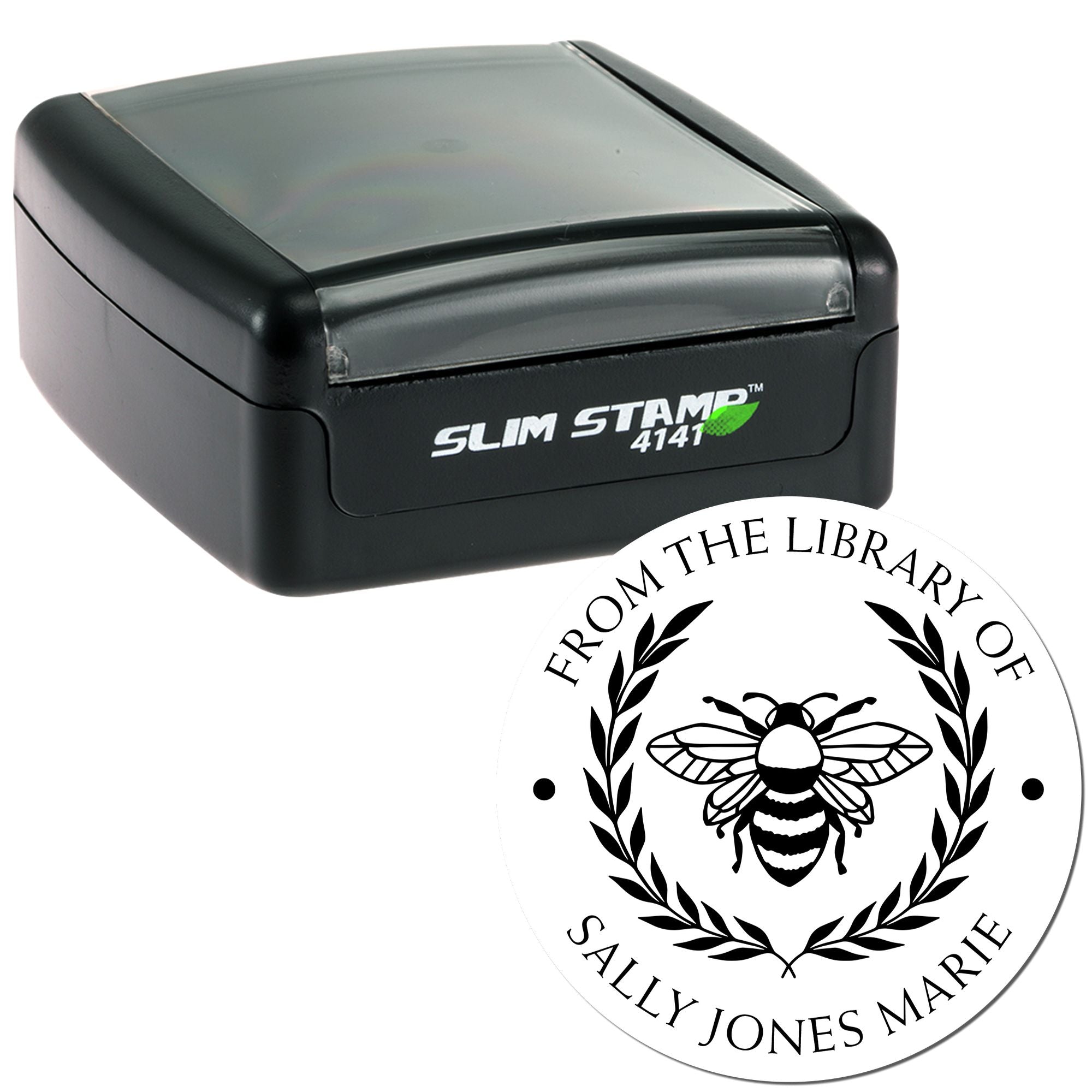 Pre-Inked Mesmerizing Bee Personalized Bookworm Stamper - Engineer Seal Stamps