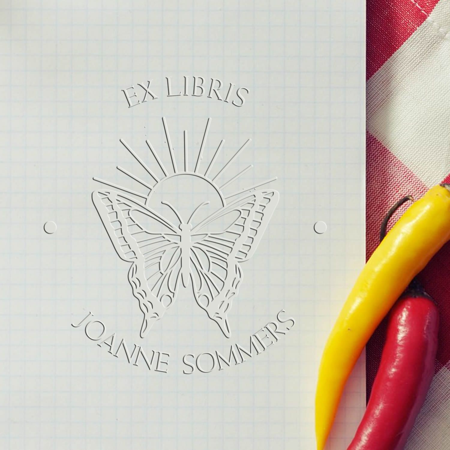 Hybrid Scintillating Butterfly Custom Made Bibliophile Embossing Seal - Engineer Seal Stamps