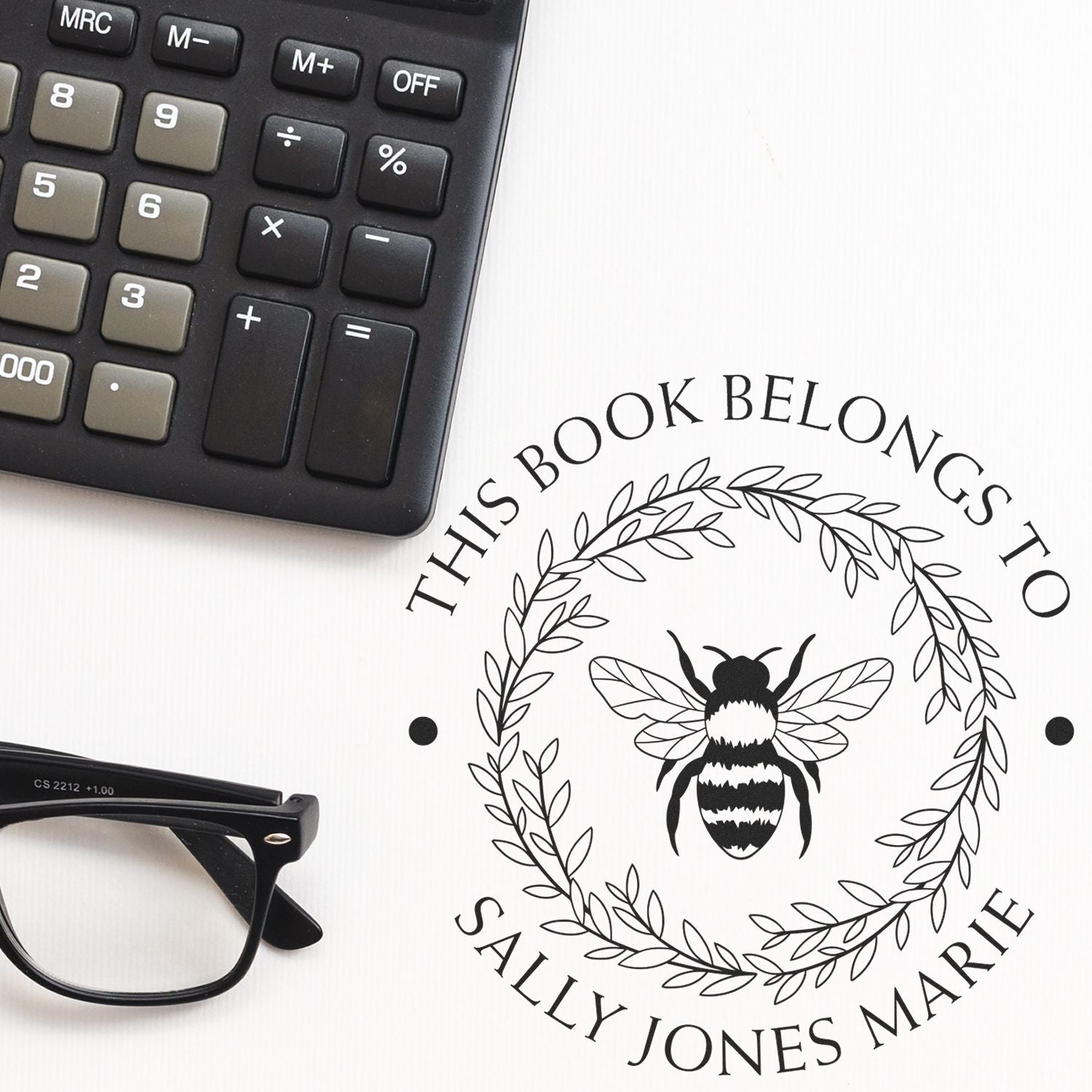 Wood Handle Enlivening Bee Customizable Book Monogram Stamp