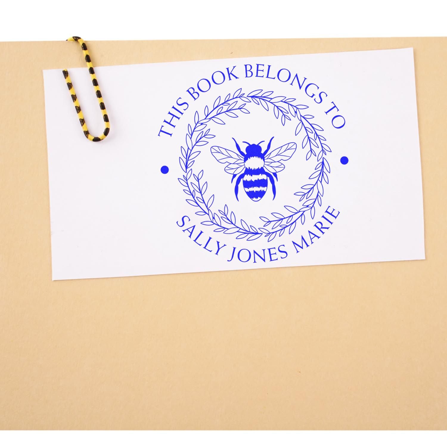 Wood Handle Enlivening Bee Customizable Book Monogram Stamp