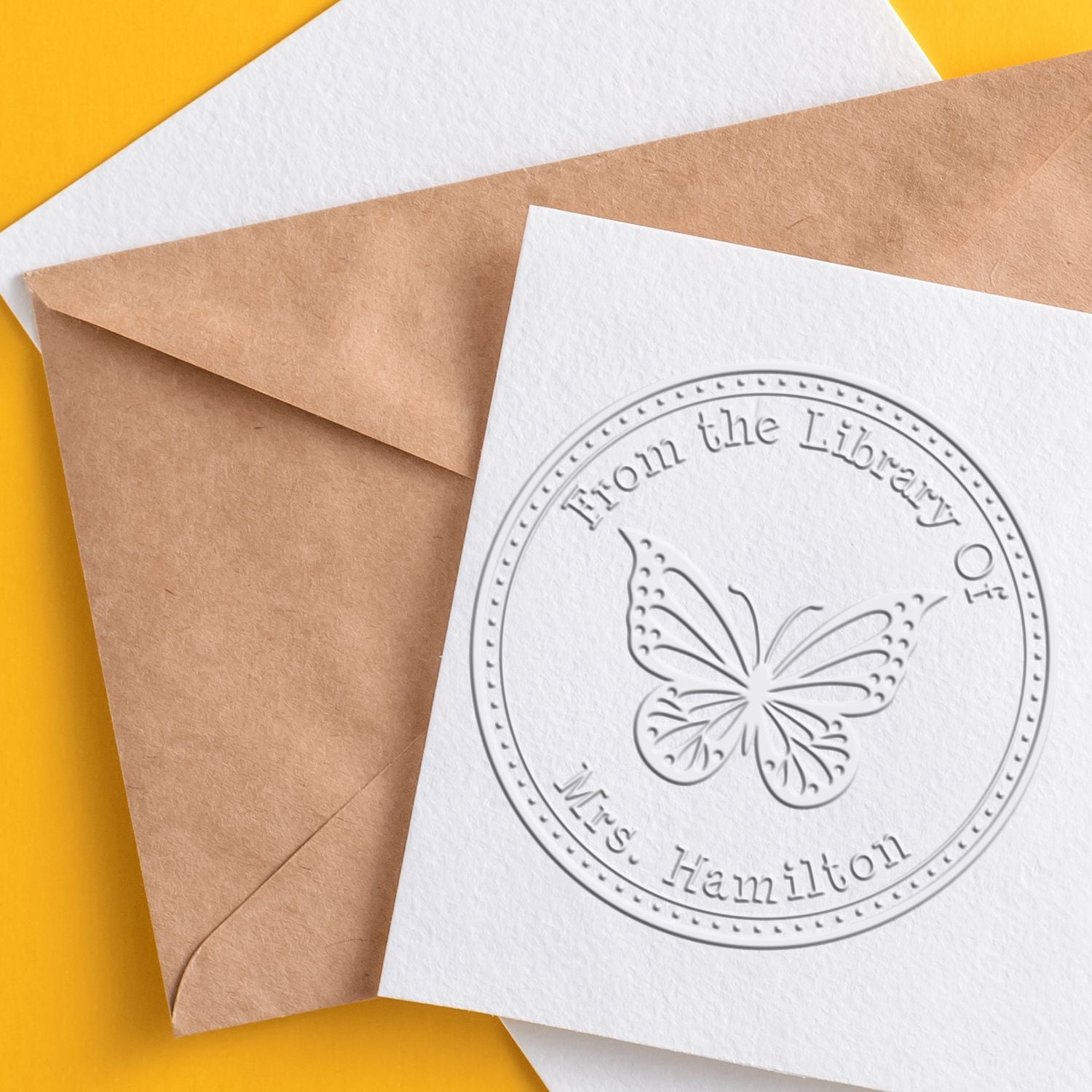 Soft Swoon-worthy Butterfly Custom Private Library Embosser