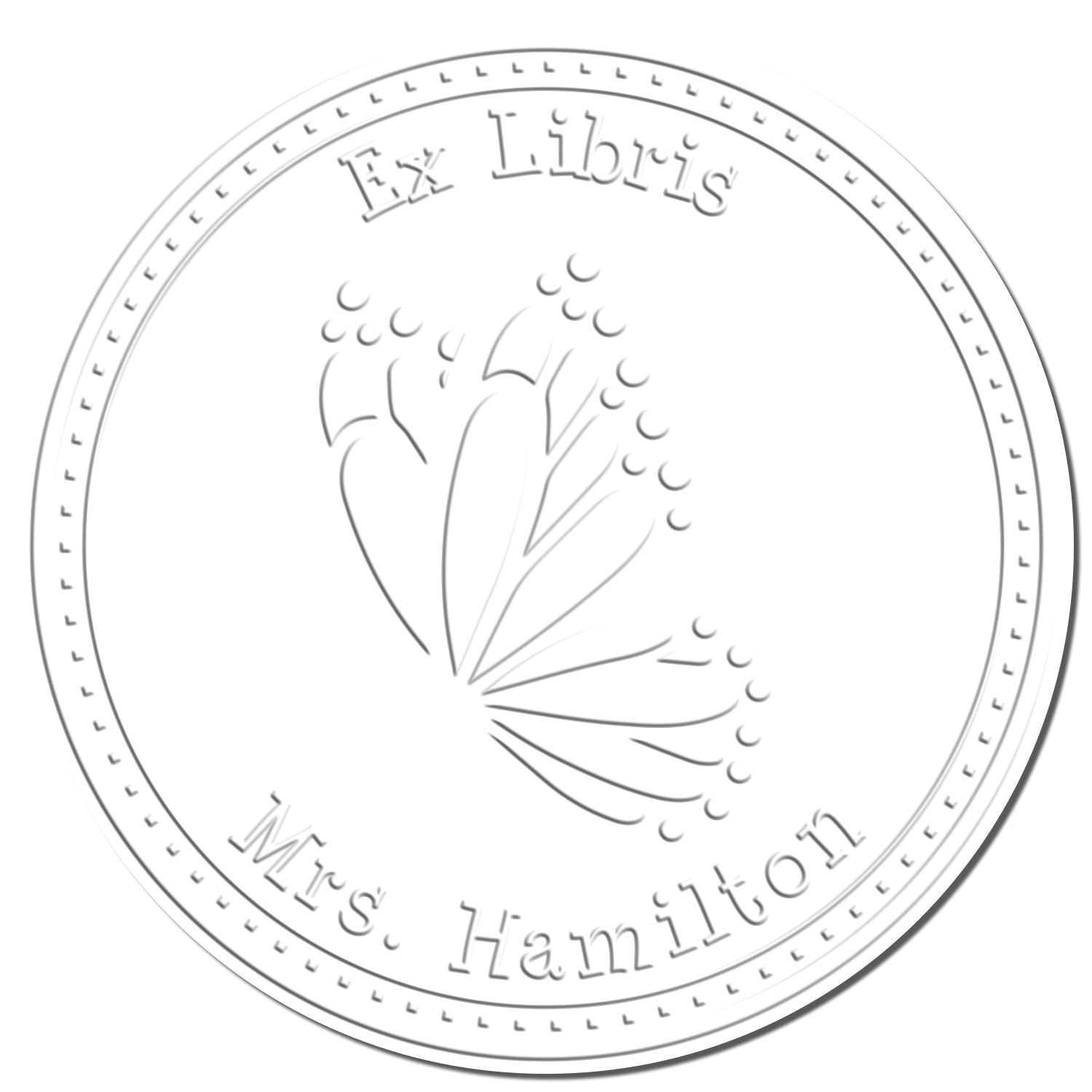 Soft Zesty Butterfly Custom Private Library Embossing Seal
