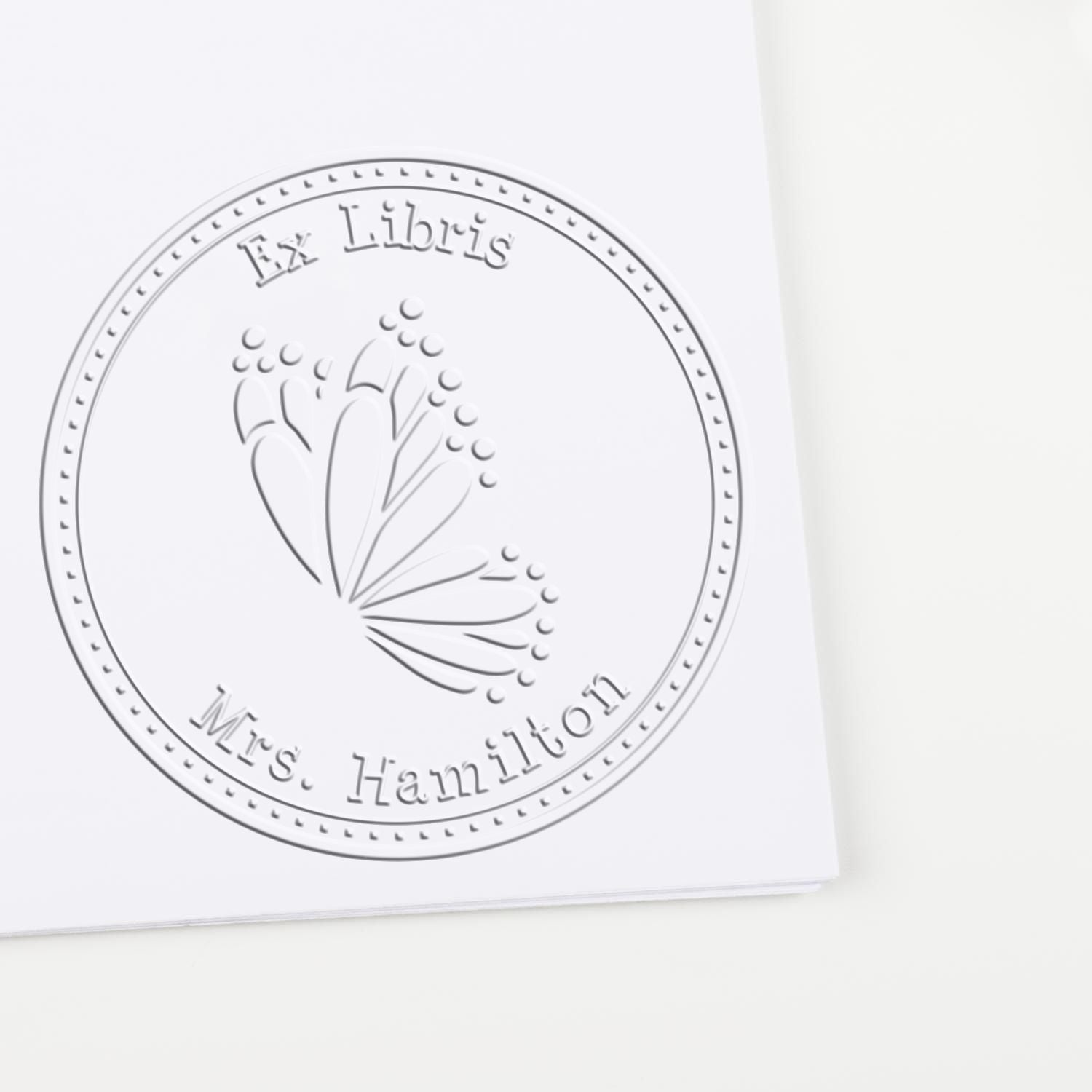 Soft Zesty Butterfly Custom Private Library Embossing Seal