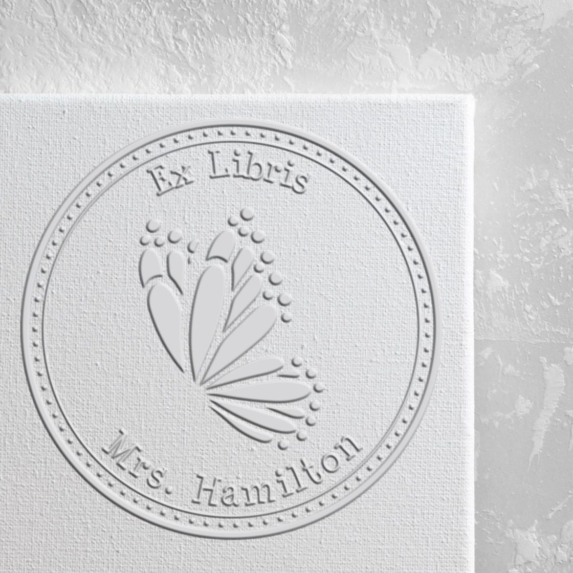 Soft Zesty Butterfly Custom Private Library Embossing Seal