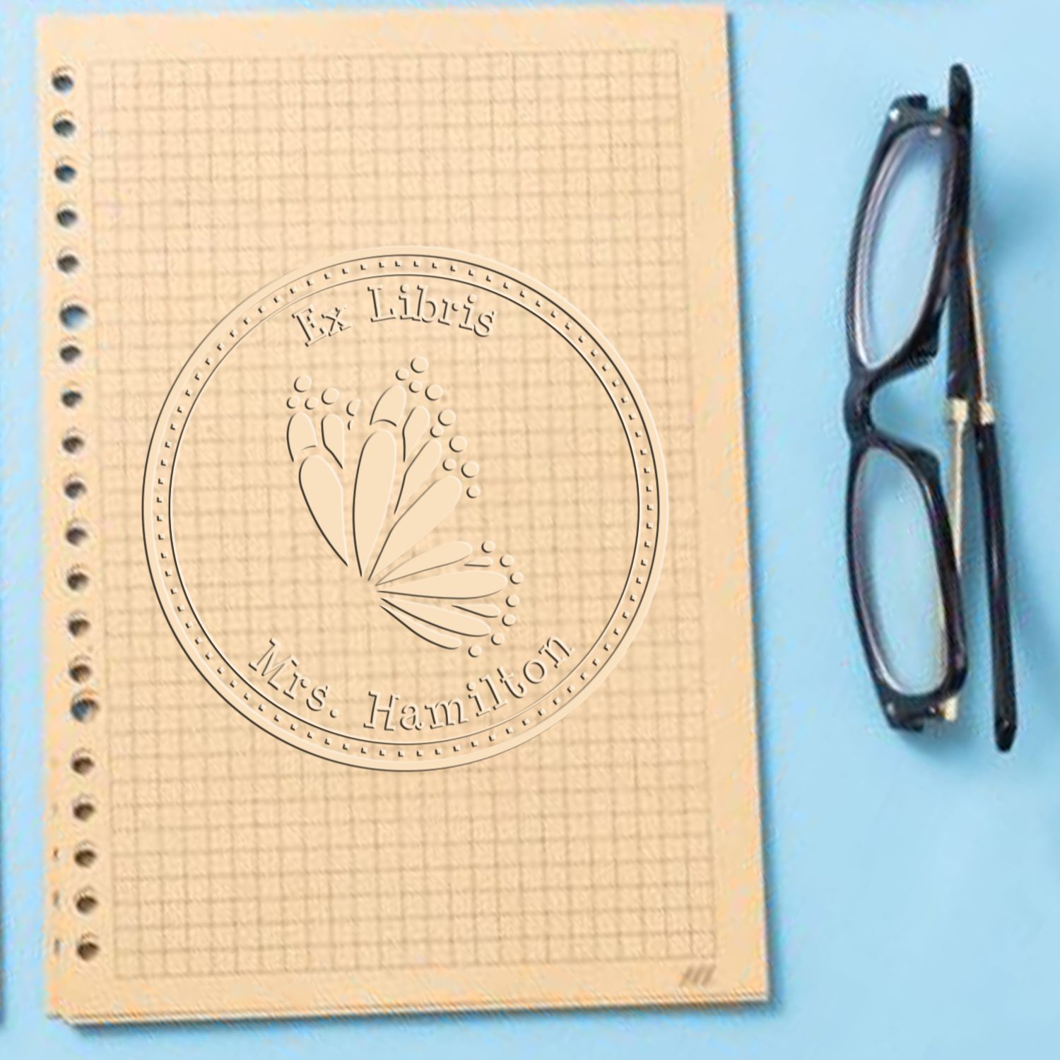 Soft Zesty Butterfly Custom Private Library Embossing Seal