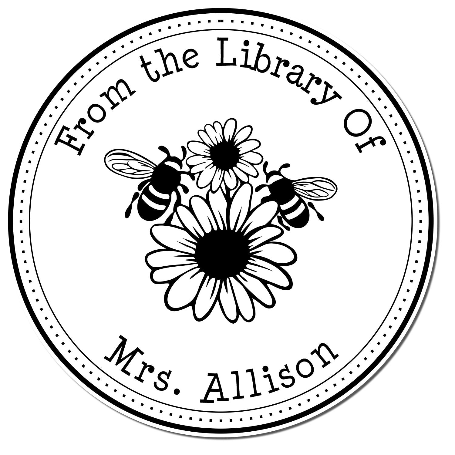 Wood Handle Mesmerizing Bees Custom Book Library Stamp - Engineer Seal Stamps