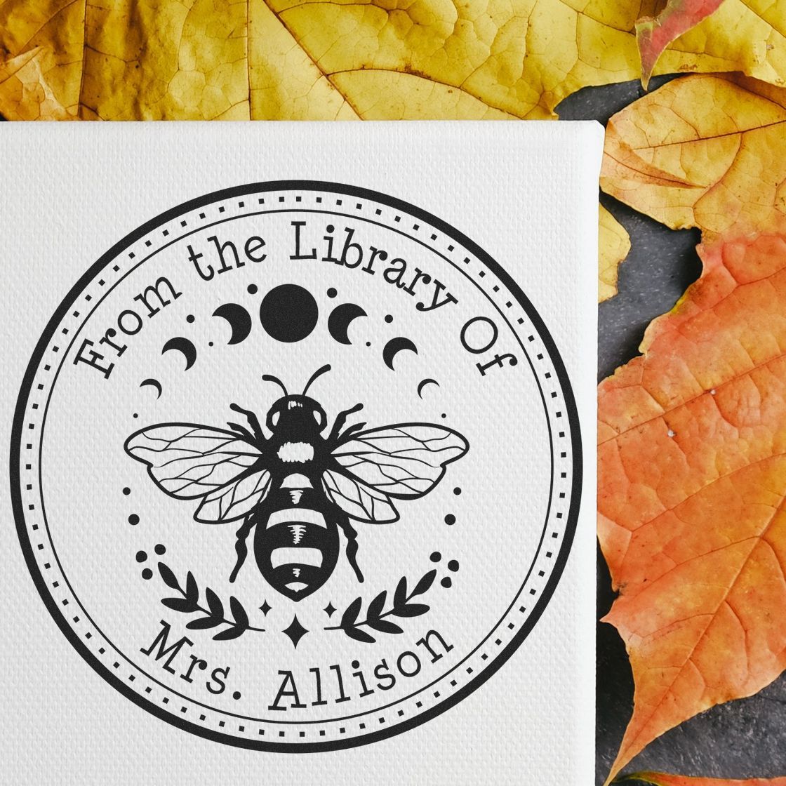 Wood Handle Celestial Bee Custom Book Library Stamper - Engineer Seal Stamps