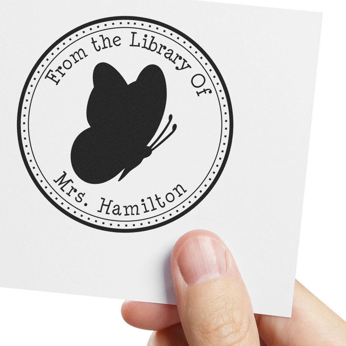 PSI Pre-Inked Alluring Butterfly Custom Made Personal Library Stamp - Engineer Seal Stamps