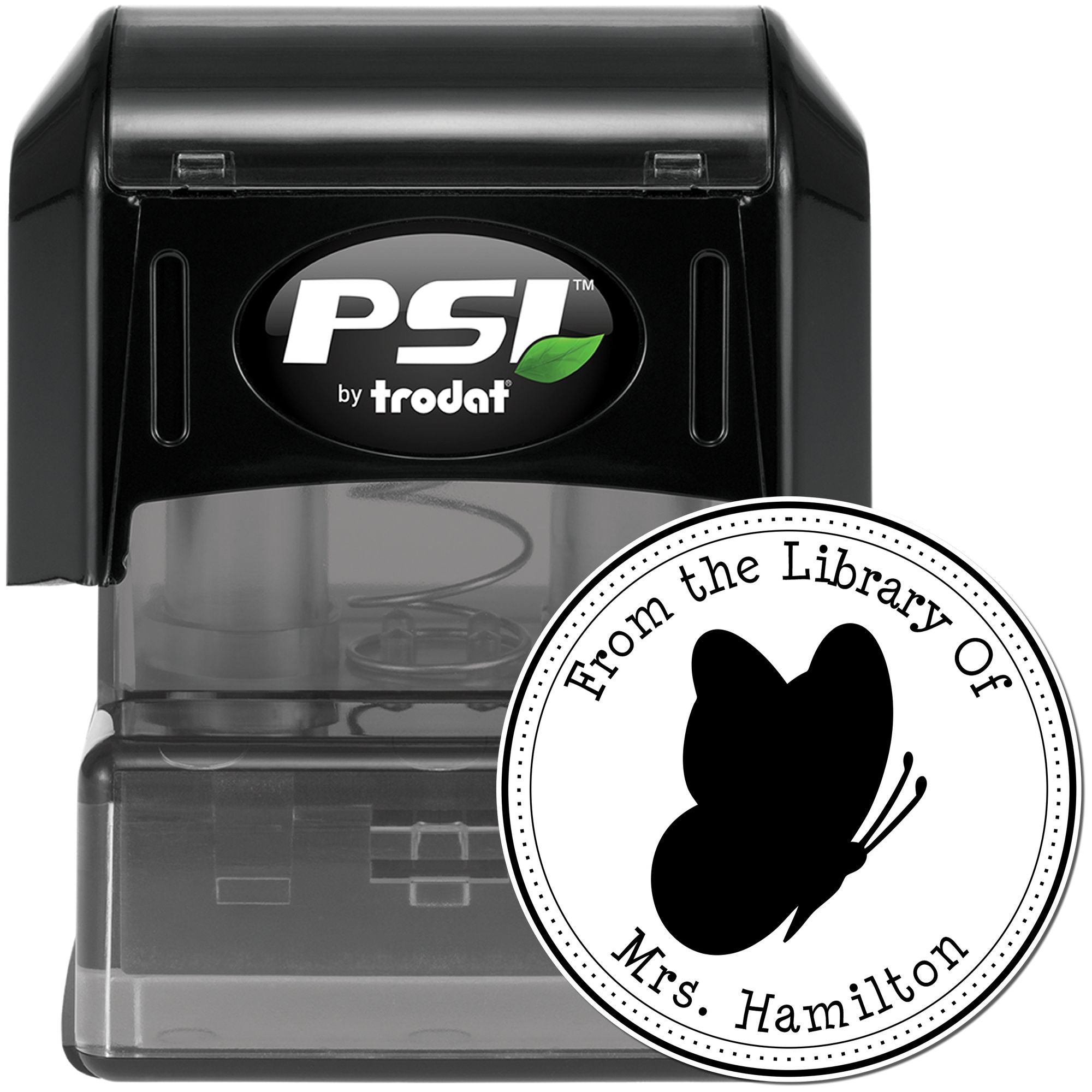 PSI Pre-Inked Alluring Butterfly Custom Made Personal Library Stamp - Engineer Seal Stamps