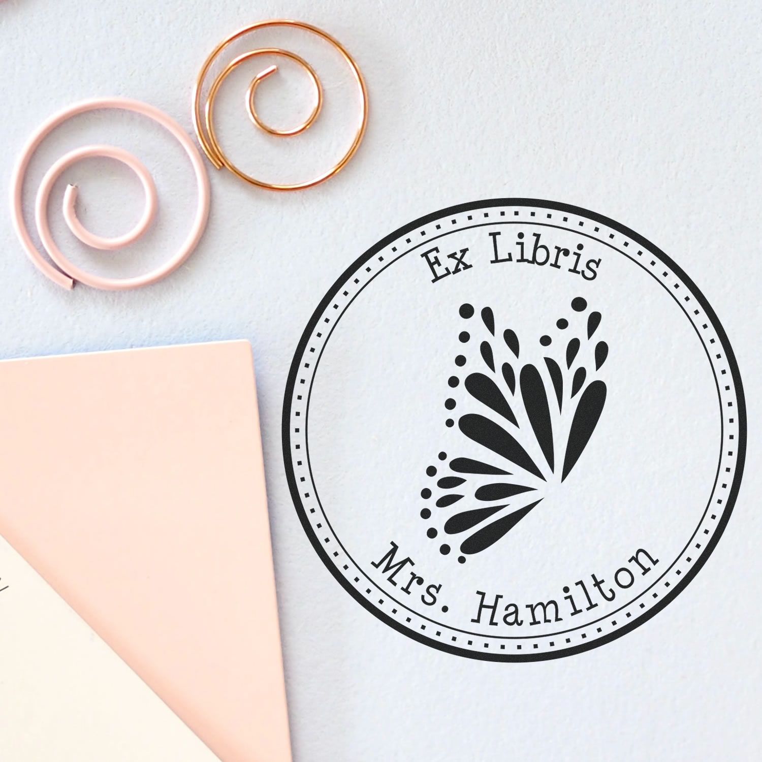 Pre-Inked Elegant Butterfly Personalized Library Of Stamper - Engineer Seal Stamps