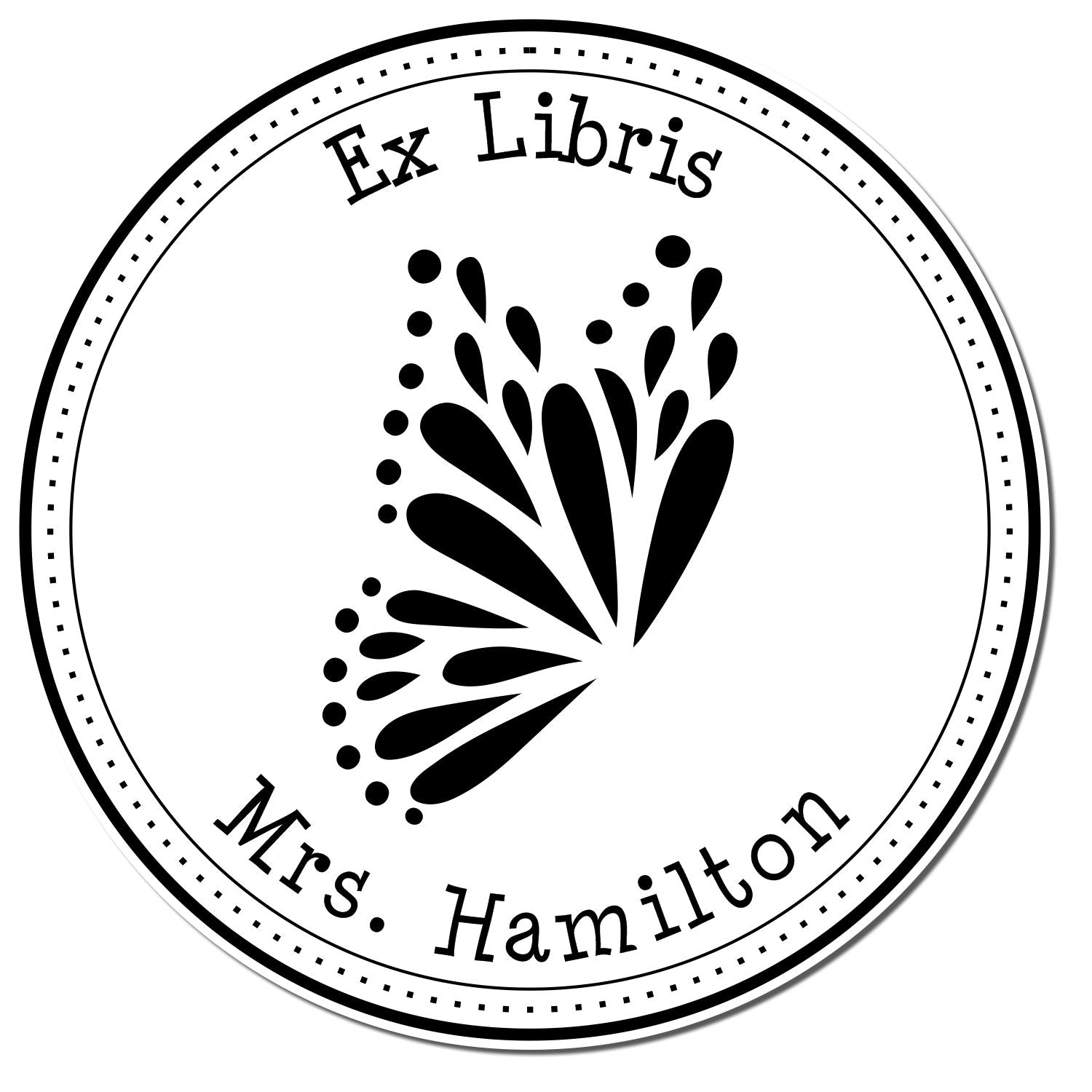 Pre-Inked Elegant Butterfly Personalized Library Of Stamper - Engineer Seal Stamps