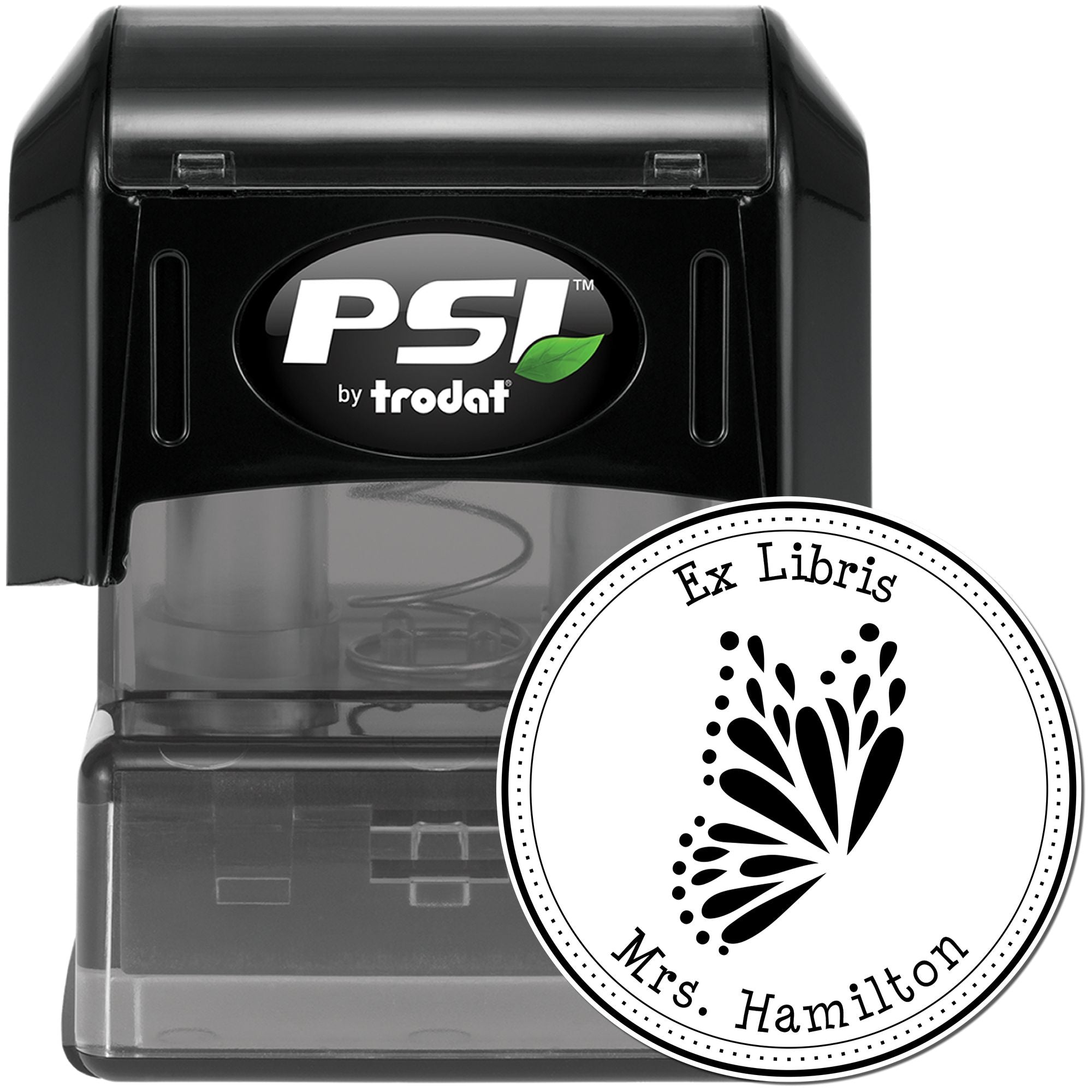 PSI Pre-Inked Elegant Butterfly Custom Made Personal Library Stamper - Engineer Seal Stamps