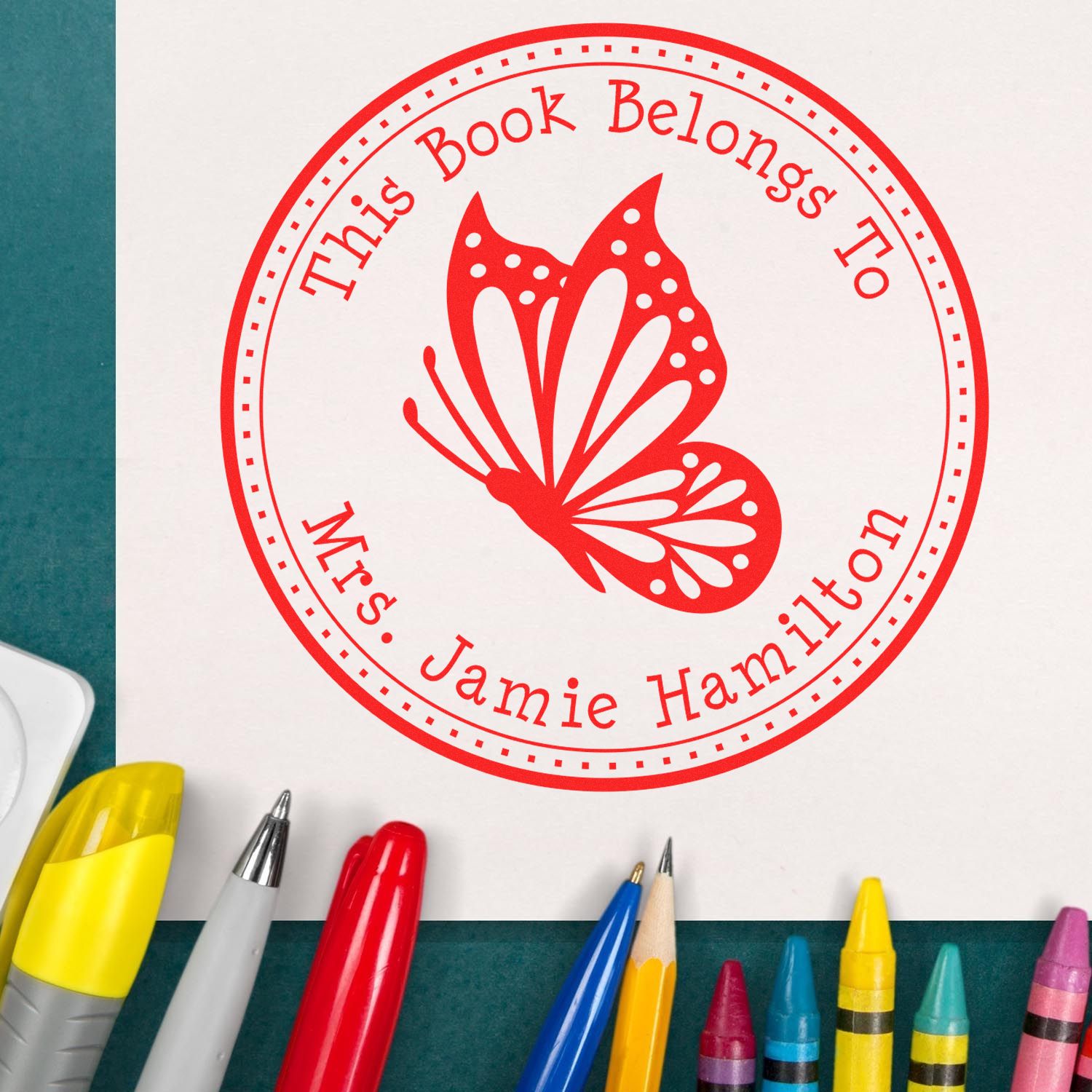 Self-Inking Wonderous Butterfly Custom Made Belongs To Stamp - Engineer Seal Stamps