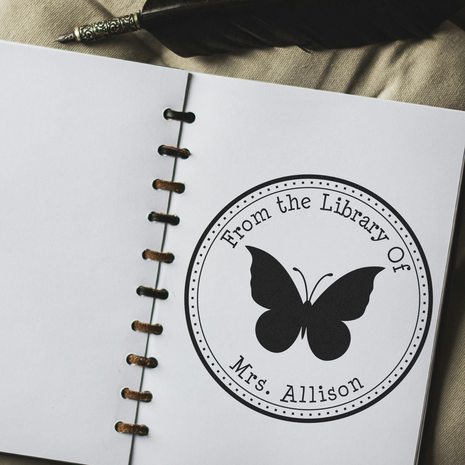 Self-Inking Serene Butterfly Custom Made Belongs To Stamper - Engineer Seal Stamps