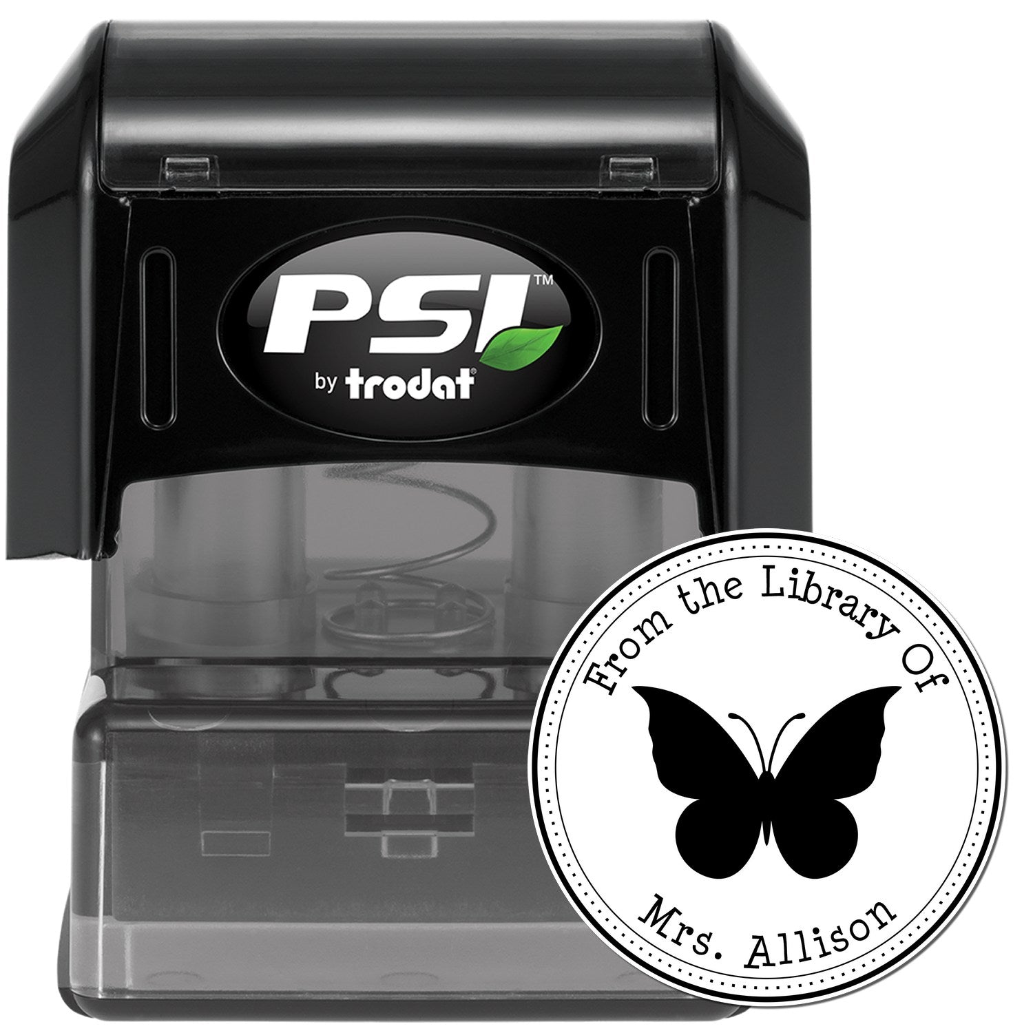 PSI Pre-Inked Serene Butterfly Custom Made Private Library Stamper - Engineer Seal Stamps