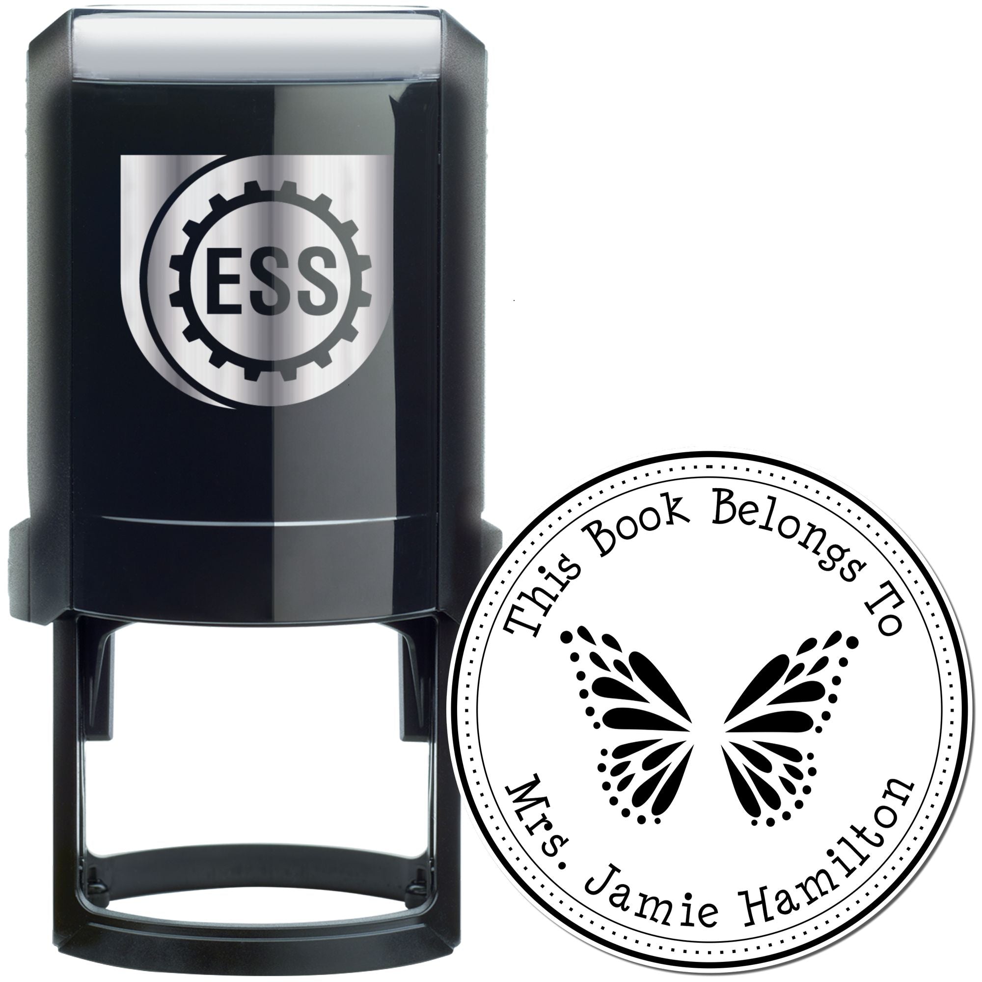 Self-Inking Graceful Butterfly Custom Made Bibliophile Stamper - Engineer Seal Stamps