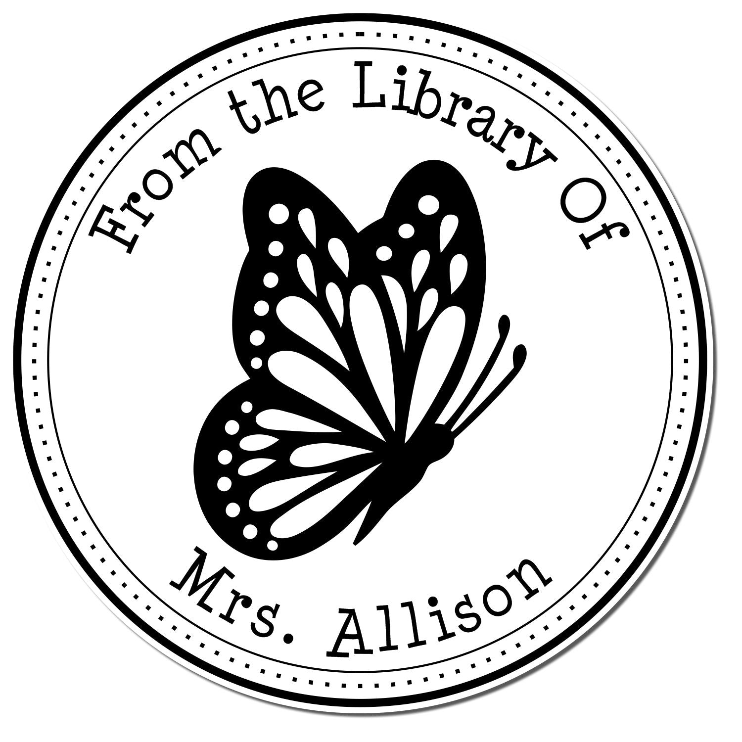 Wood Handle Delicate Butterfly Custom Book Ownership Label Stamp - Engineer Seal Stamps