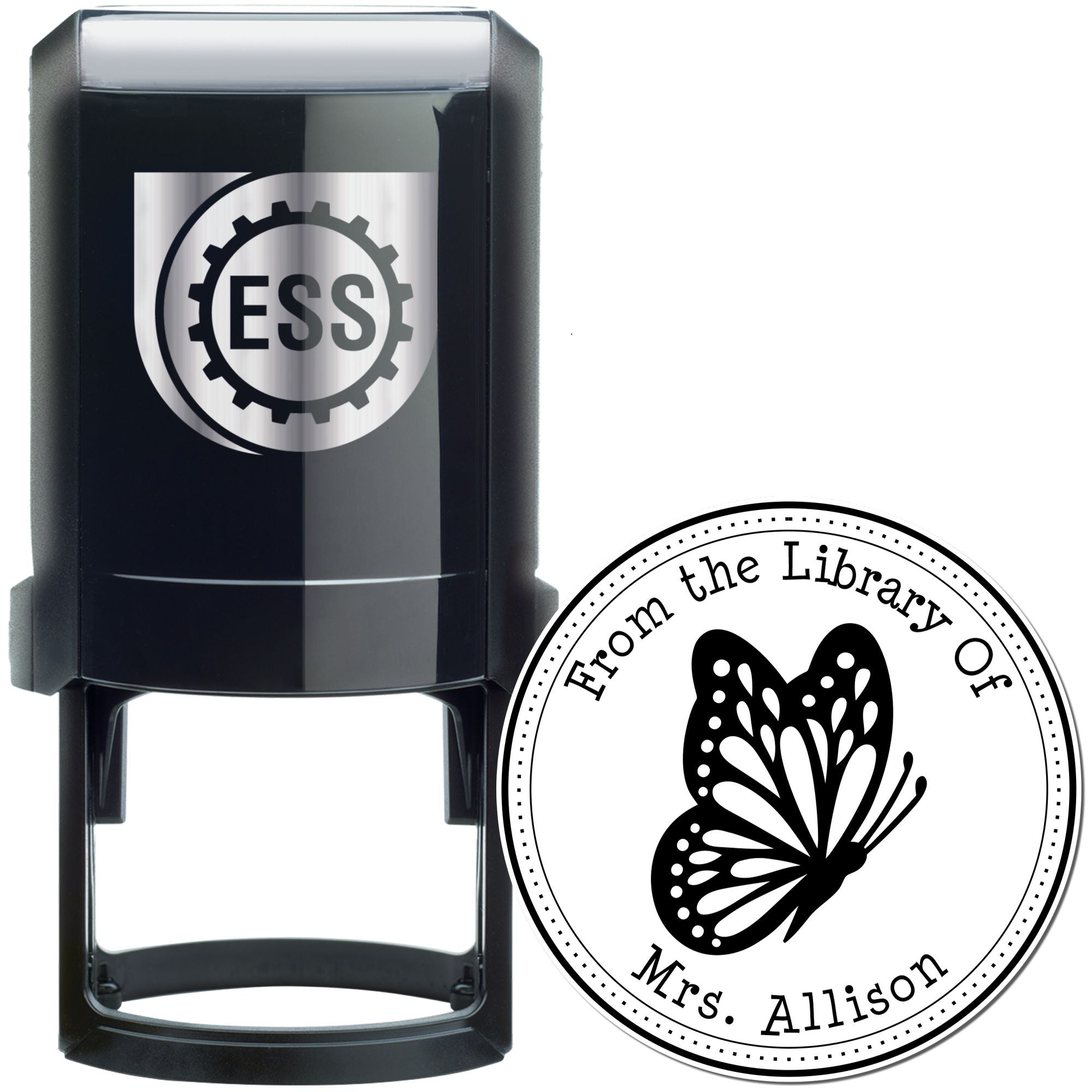 Self-Inking Delicate Butterfly Custom Made Book Stamp - Engineer Seal Stamps