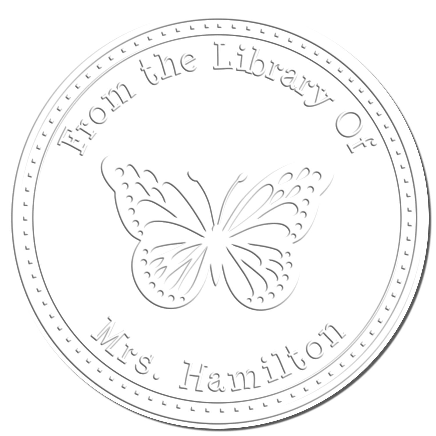 Soft Vibrant Butterfly Custom Read It Love It Embossed Stamp