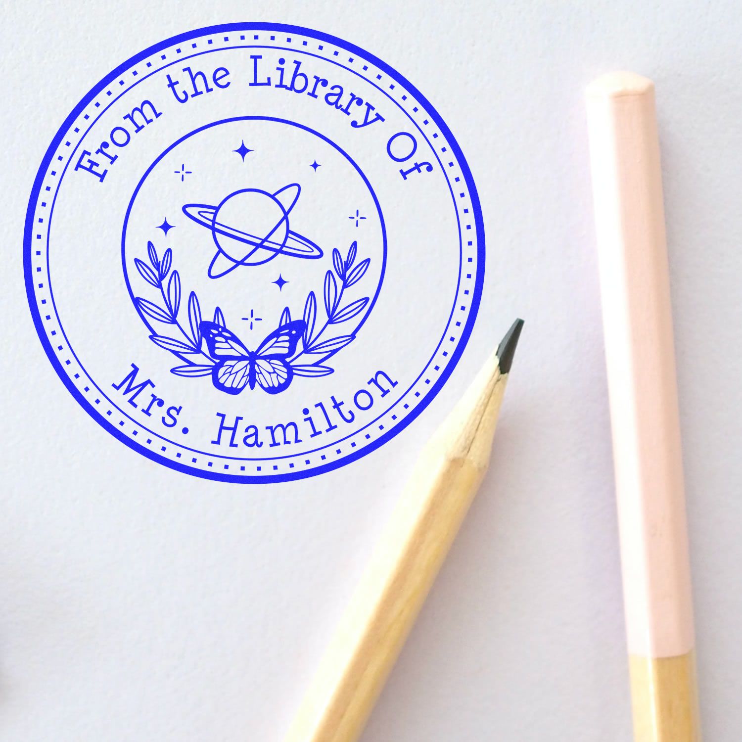 Self-Inking Ethereal Planet Personalized Private Library Stamp - Engineer Seal Stamps
