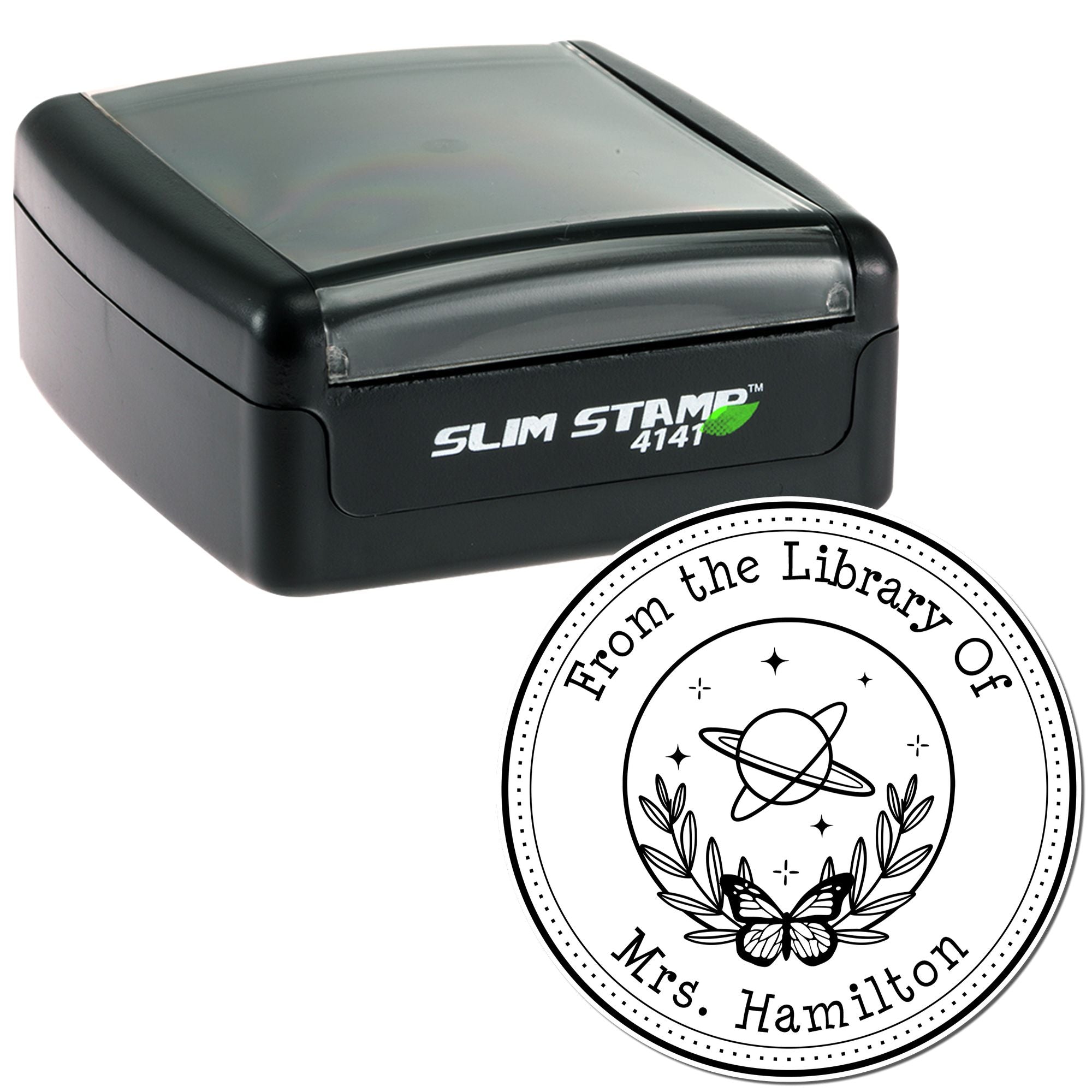 Pre-Inked Ethereal Planet Personalized Bookworm Stamp - Engineer Seal Stamps