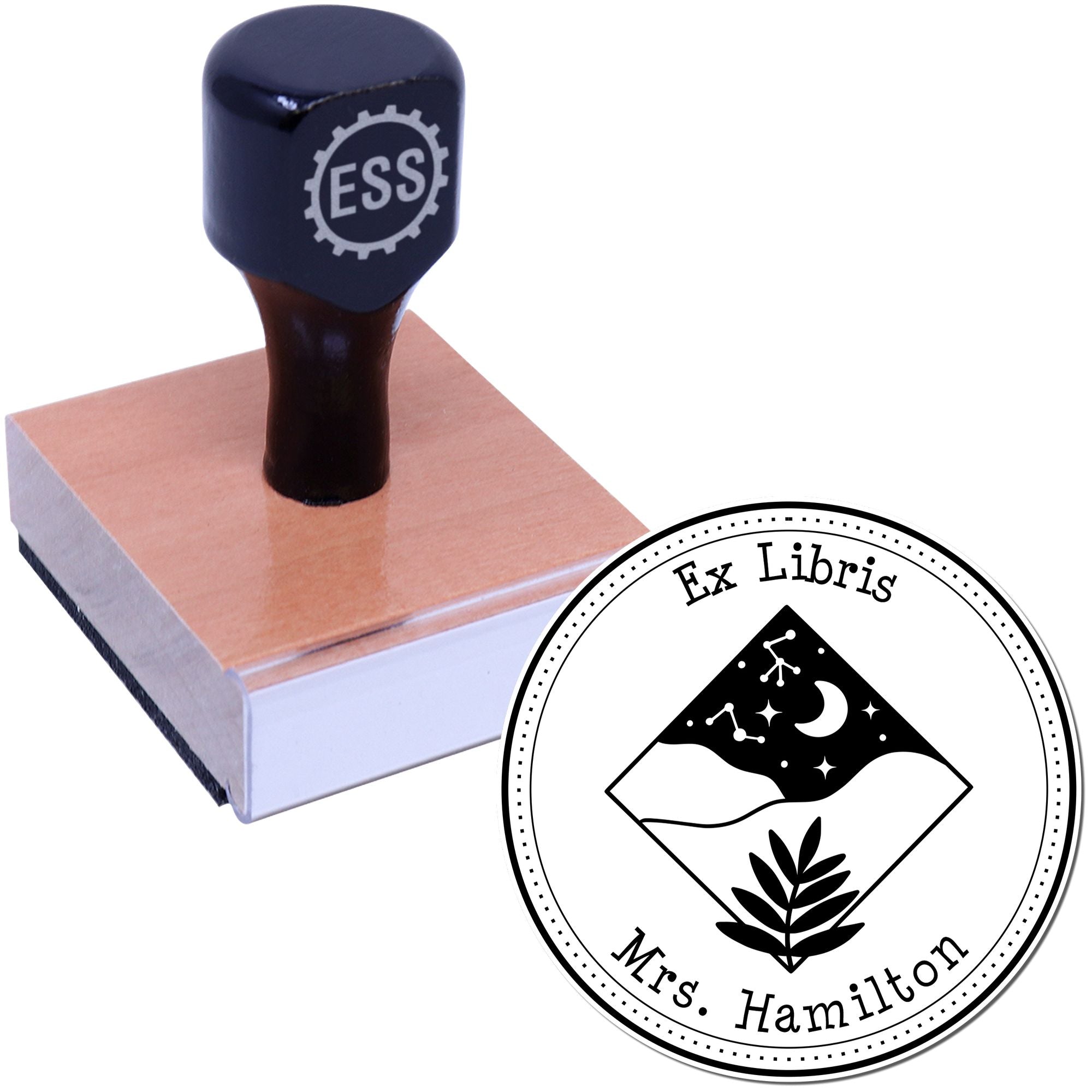 Wood Handle Majestic Moon Personalized Belongs To Stamper - Engineer Seal Stamps