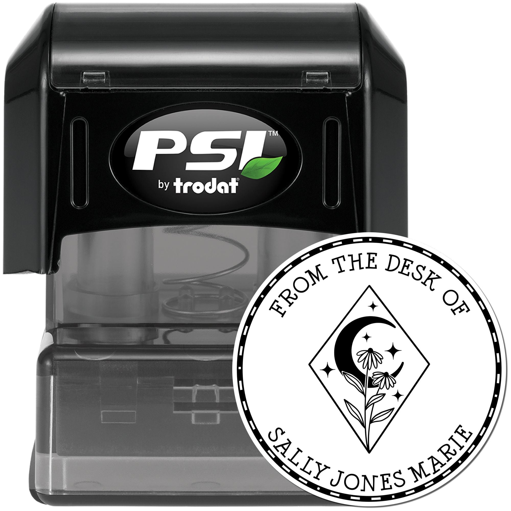 PSI Pre-Inked Intricate Moon Customized Name Stamp - Engineer Seal Stamps