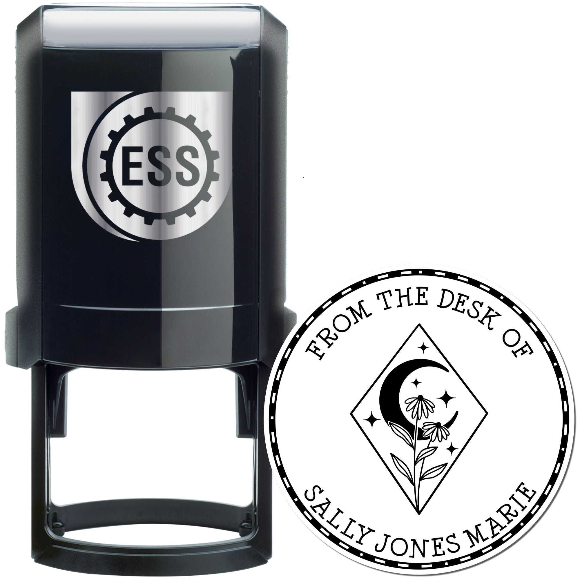 Self-Inking Intricate Moon Personalized Read It Love It Stamp - Engineer Seal Stamps