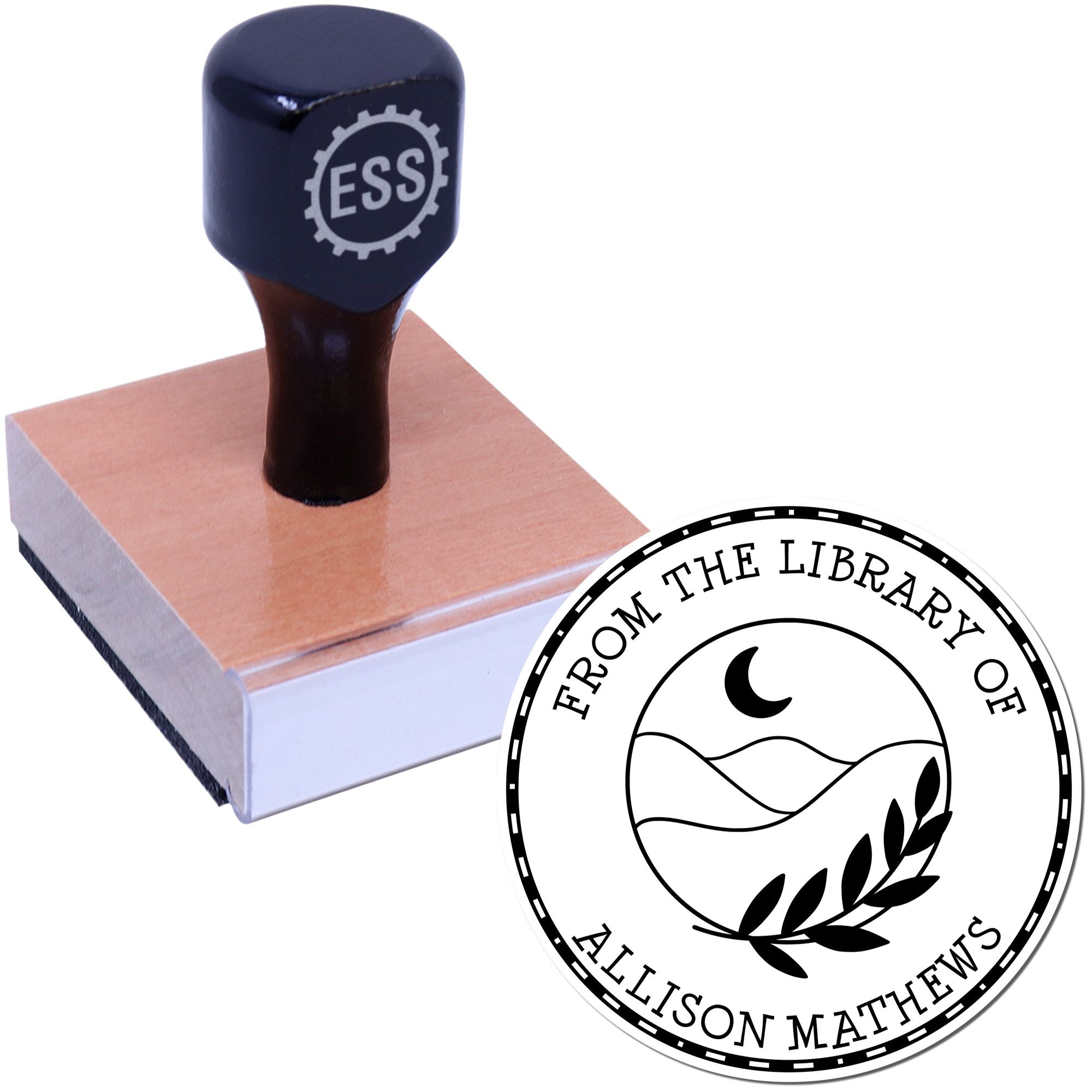 Wood Handle Luminous Moon Personalized Book Stamper - Engineer Seal Stamps