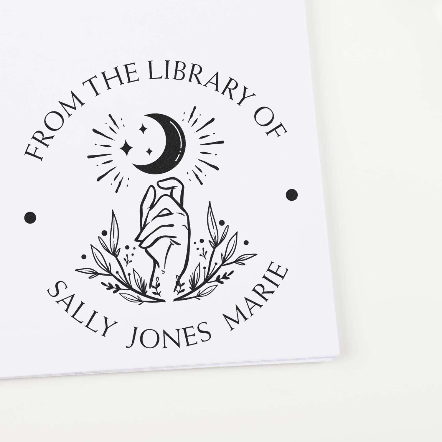 Wood Handle Divine Moon Personalized Book Library Stamp - Engineer Seal Stamps