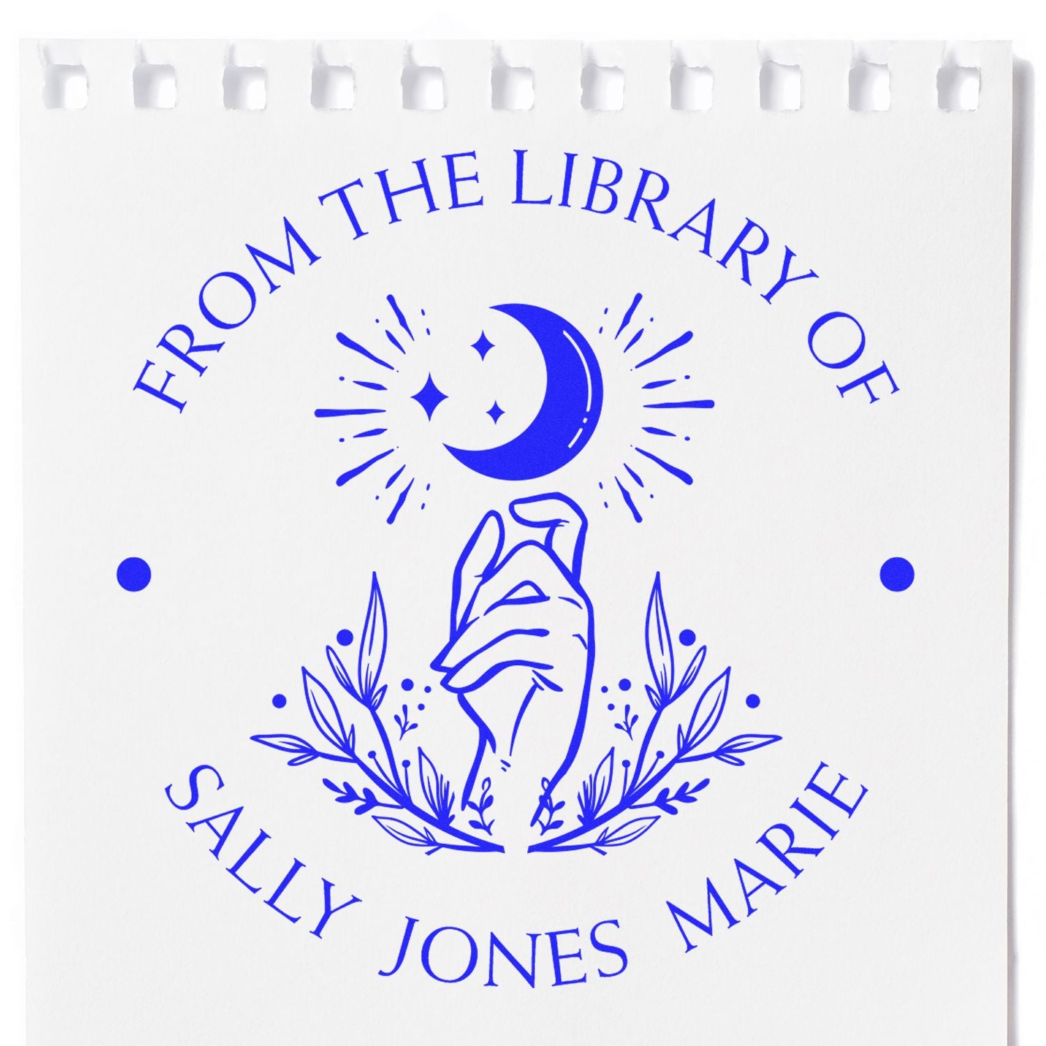 Pre-Inked Divine Moon Personalized Library Name Stamp