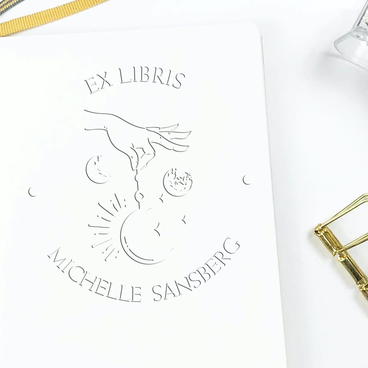 Soft Hypnotic Sky Personalized Book Library Paper Embosser