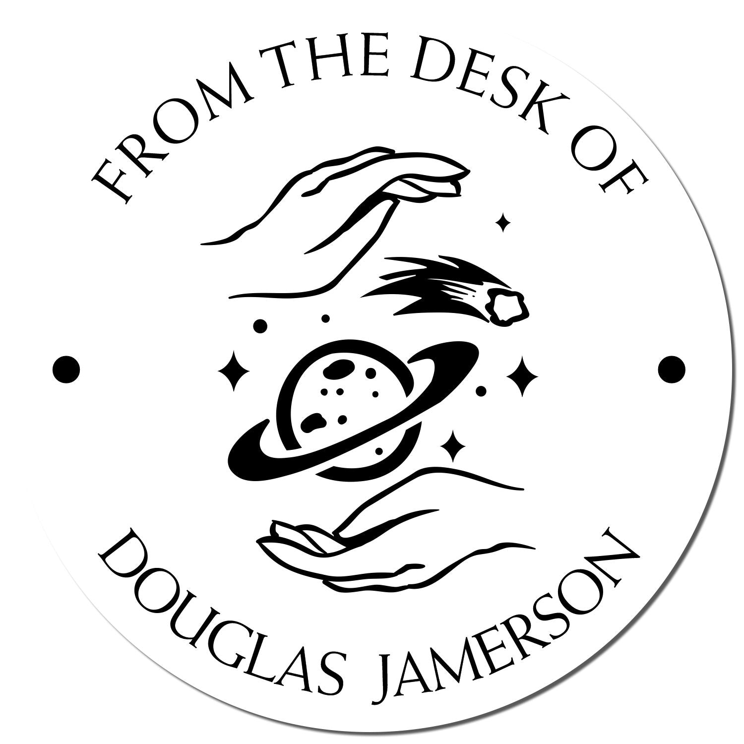 Wood Handle Graceful Planets Personalized Book Lover Stamper - Engineer Seal Stamps