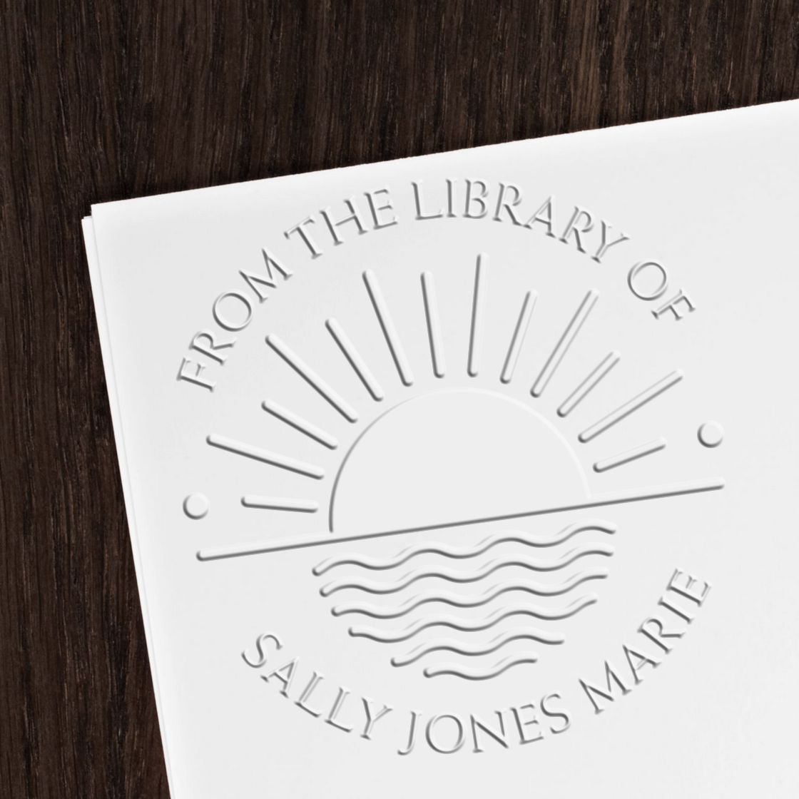 Soft Playful Sunrise Personalized Book Lover Embosser