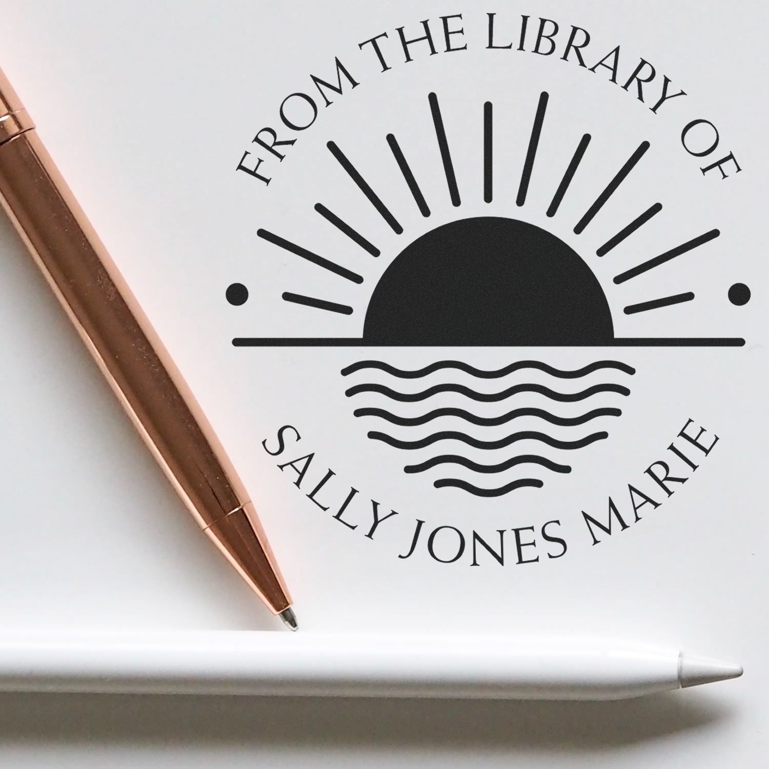 PSI Pre-Inked Playful Sunrise Customized Private Library Stamper - Engineer Seal Stamps