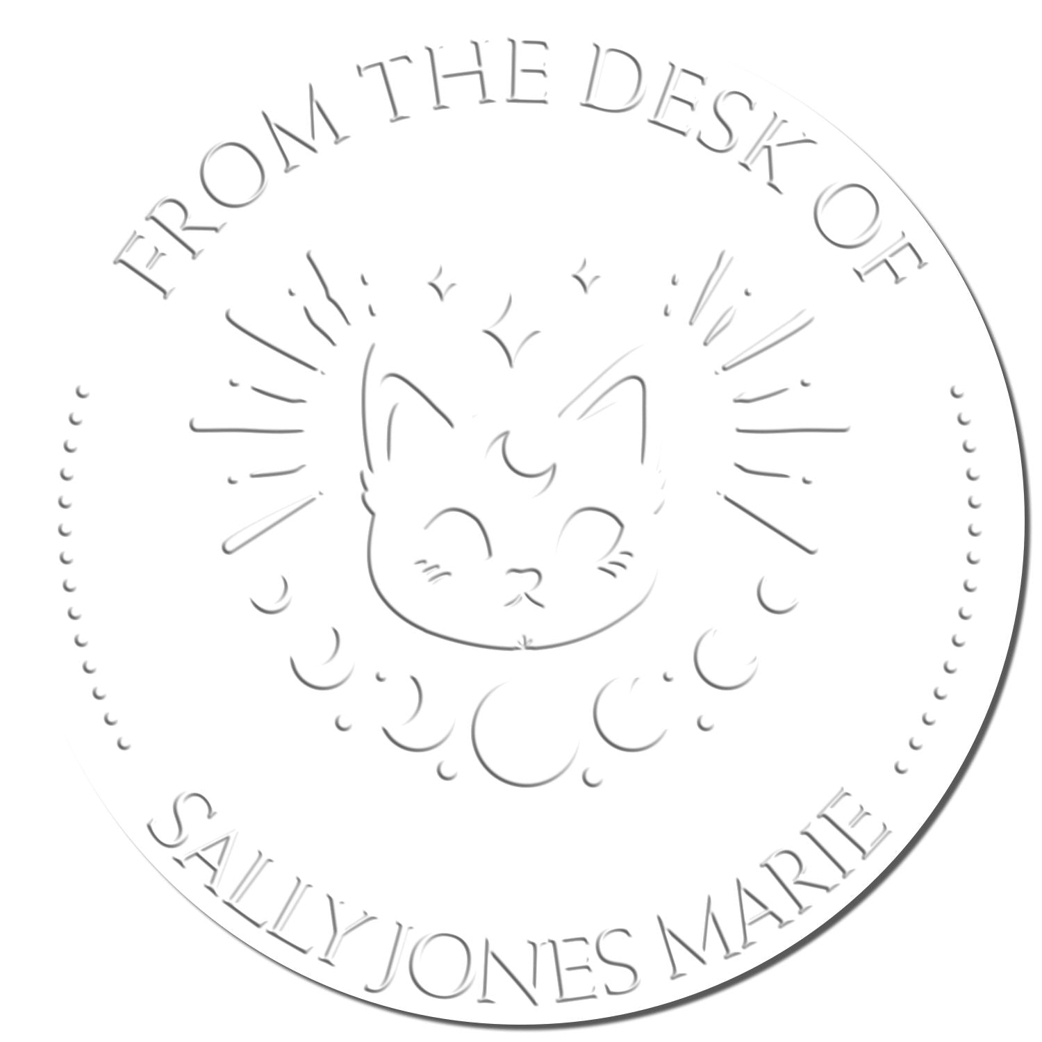 Hybrid Radiant Cat Personalized Library Embossing Stamp - Engineer Seal Stamps