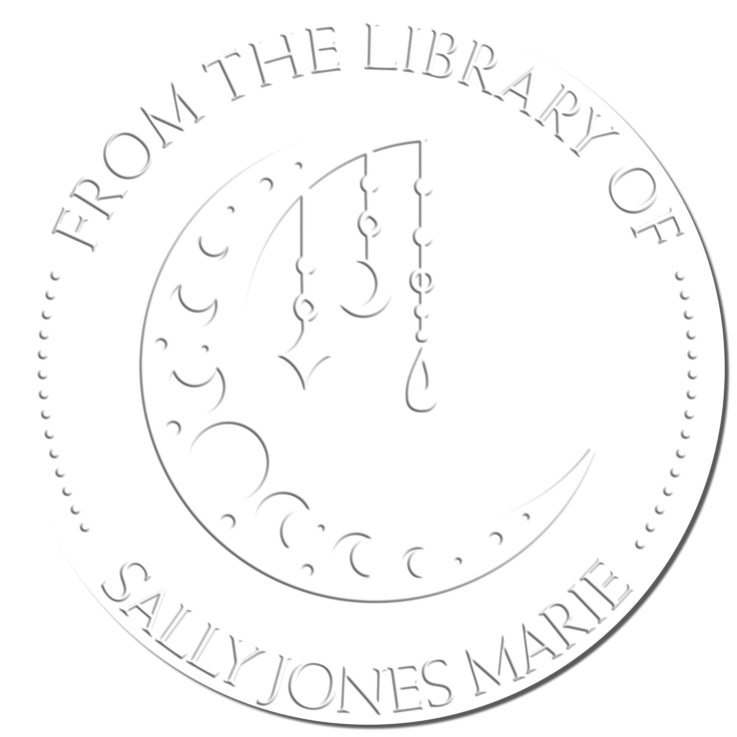 Soft Serene Moon Personalized Book Name Embossed Stamp