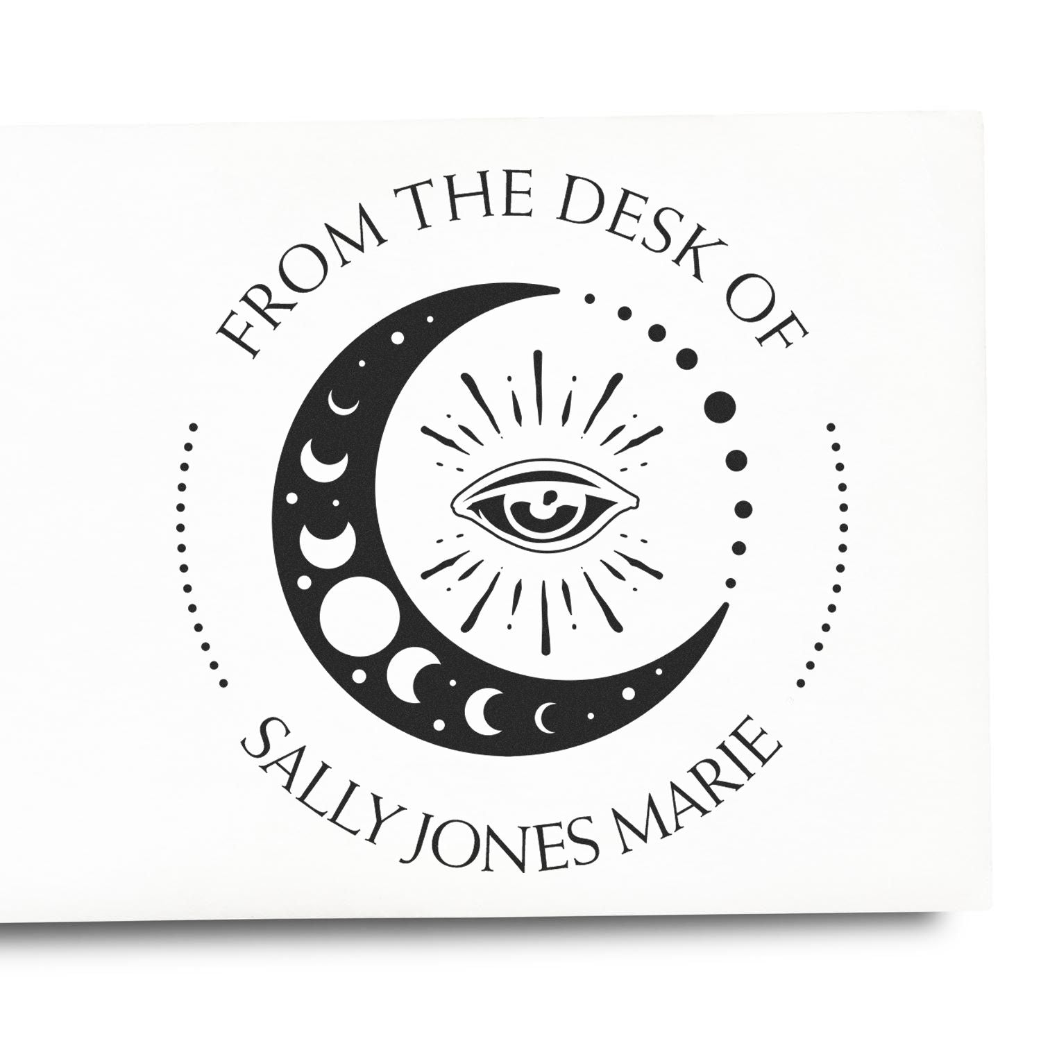 Wood Handle Alluring Luna Personalized Bookplate Stamp